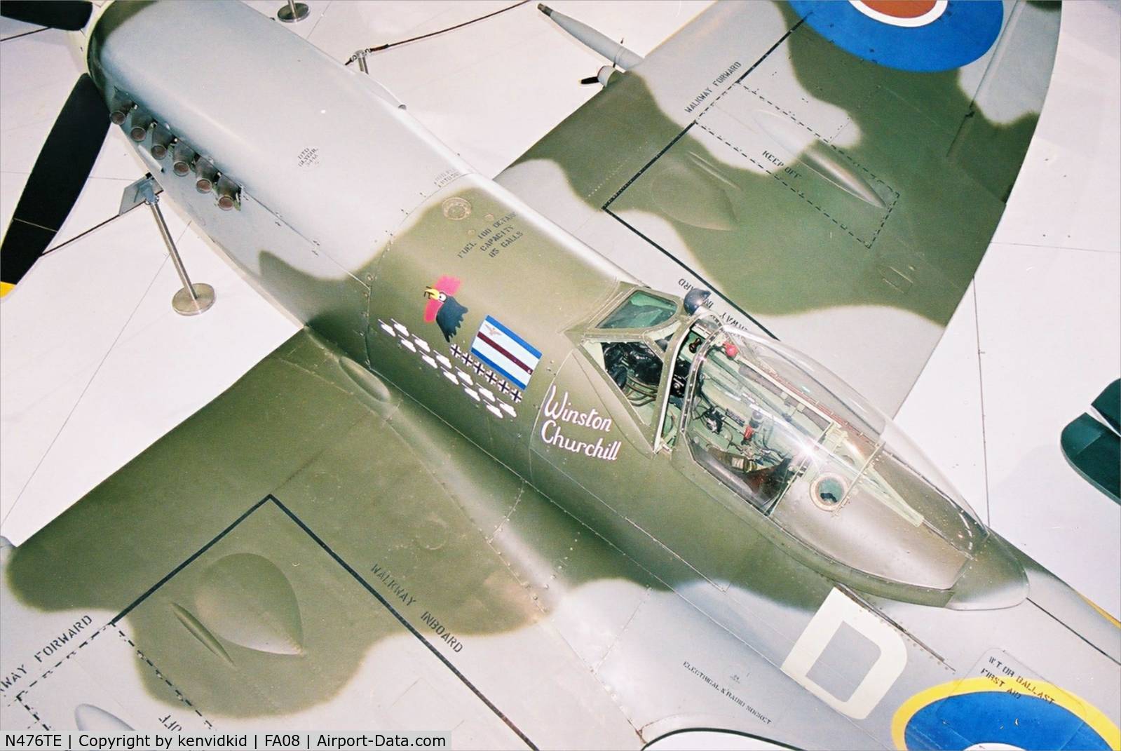 N476TE, 1945 Supermarine 361 Spitfire LF.XVIe C/N CBAF.IX.4610, At Fantasy of Flight, Polk City, circa 2003.
