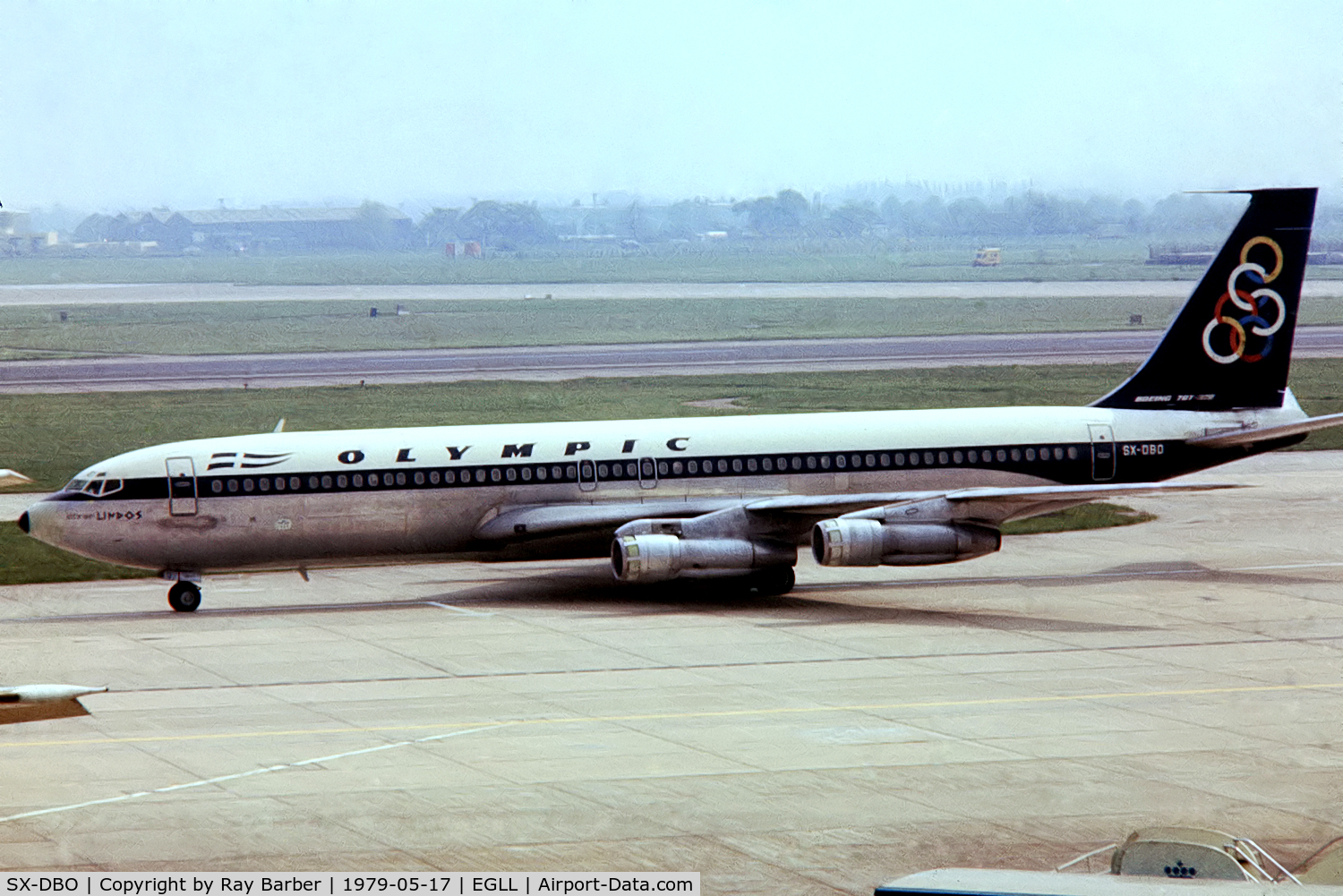 SX-DBO, 1966 Boeing 707-351C C/N 19164, Boeing 707-351C [19164] (Olympic Airways) Heathrow~G @ 17/05/1979. Date approximate from a slide.
