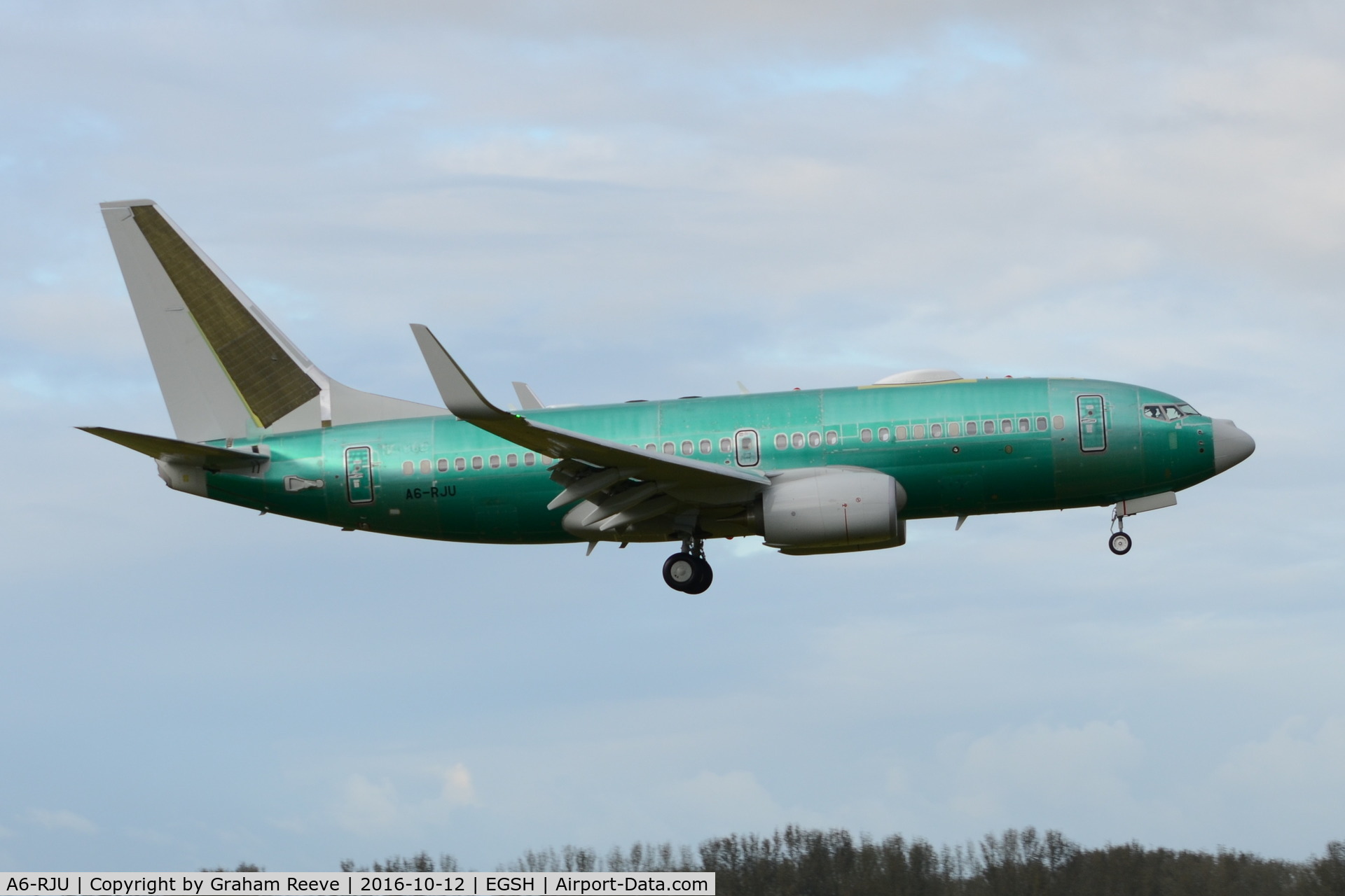 A6-RJU, 2015 Boeing 737-77W BBJ C/N 62468, Landing at Norwich.
