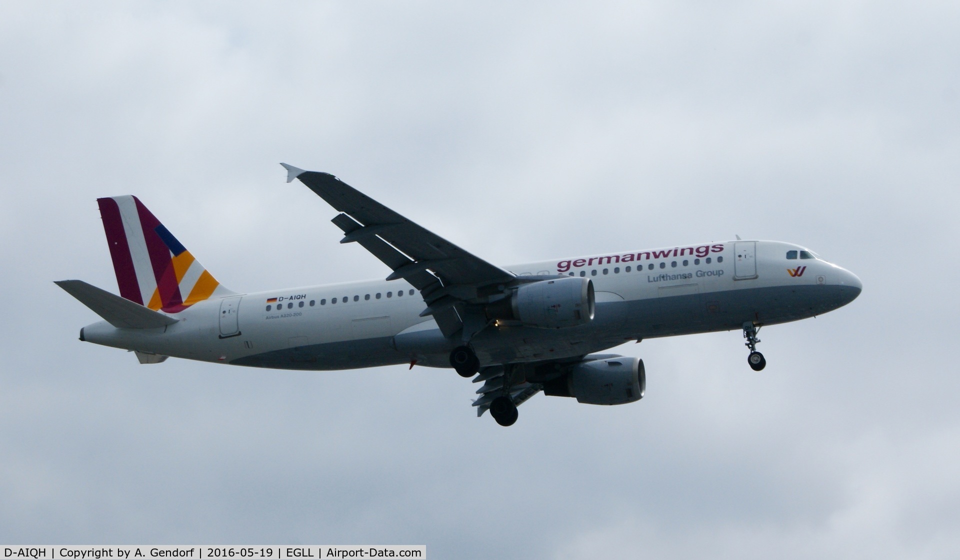 D-AIQH, 1991 Airbus A320-211 C/N 217, Germanwings, is here on short finals RWY 27R at London Heathrow(EGLL)