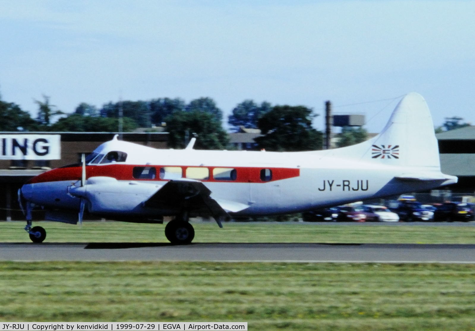 JY-RJU, De Havilland DH-104 Dove 7 C/N 04540, Arriving at the 1999 RIAT.