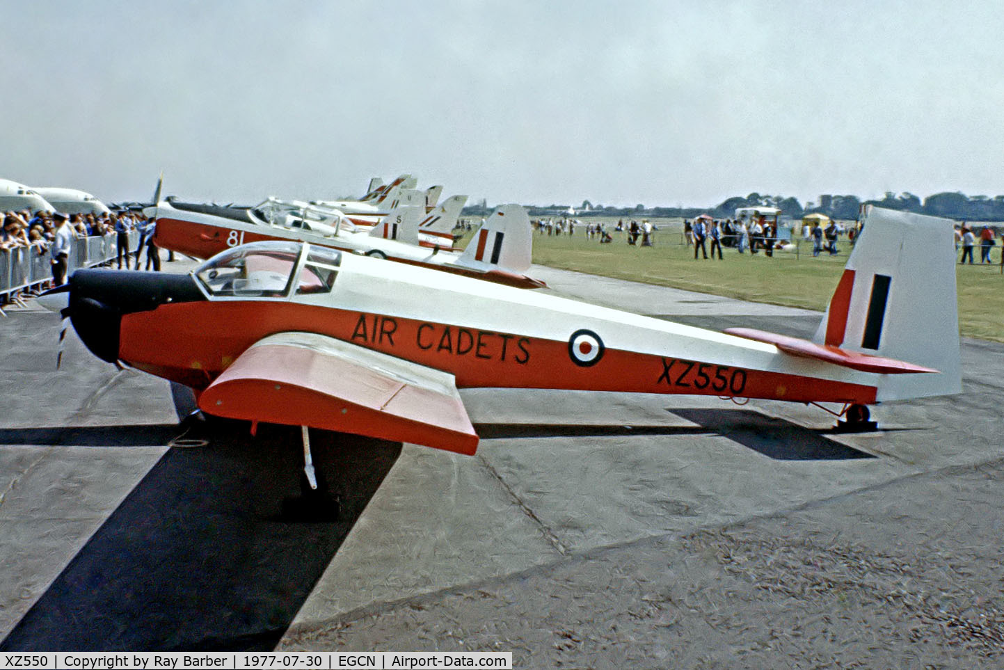 XZ550, 1981 Slingsby T-61F Venture T2 C/N 1870, Slingsby T.61F Venture [1870] (Air Cadets) RAF Finningley~G 30/07/1977. From a slide.