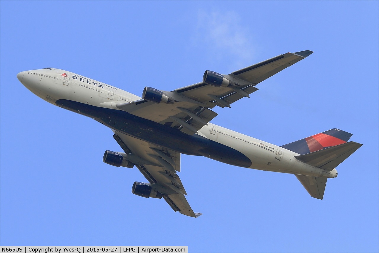 N665US, 1989 Boeing 747-451 C/N 23820, Boeing 747-451, Take off rwy 27L, Roissy Charles De Gaulle airport (LFPG-CDG)