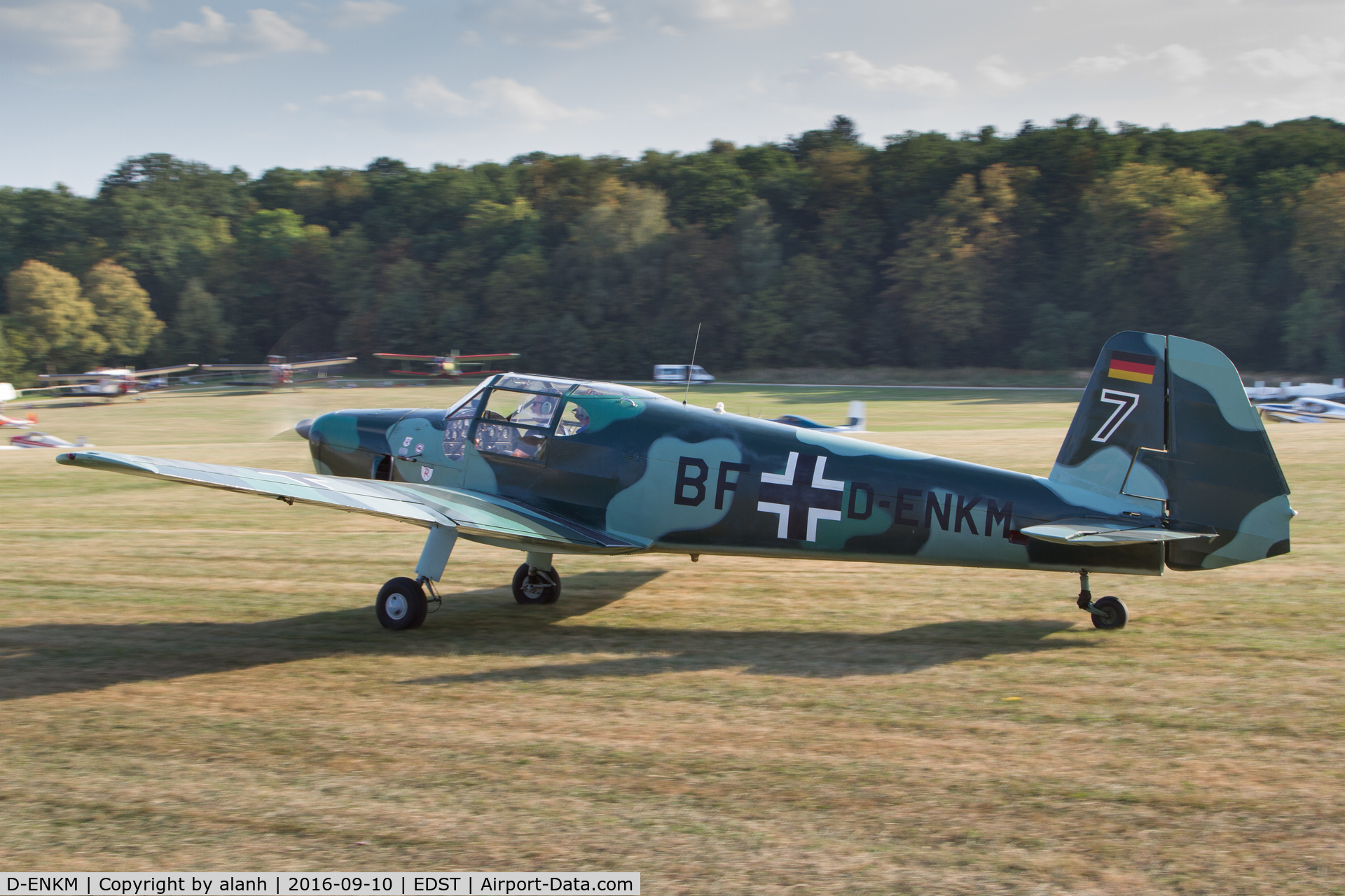 D-ENKM, Heliopolis Gomhouria Mk.6 (Bu-181) C/N 341, Departing the 2016 Hahnweide Oldtimer Fliegertreffen