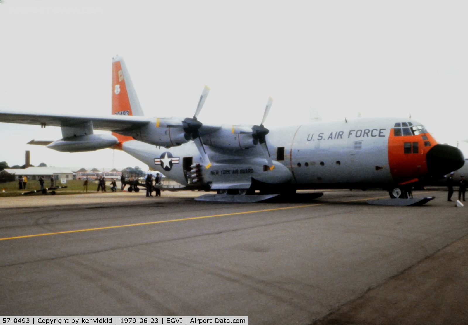 57-0493, 1957 Lockheed C-130D Hercules C/N 182-3200, At the 1979 International Air Tattoo Greenham Common, copied from slide.