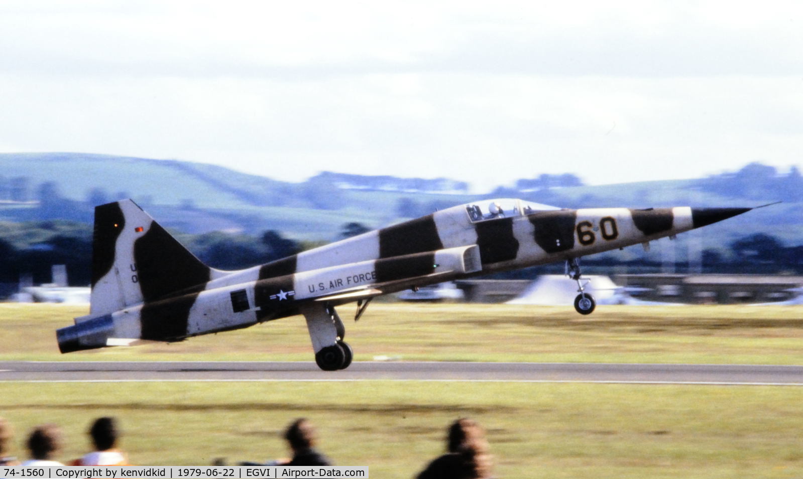 74-1560, 1974 Northrop F-5E Tiger II C/N R.1231, At the 1979 International Air Tattoo Greenham Common, copied from slide.