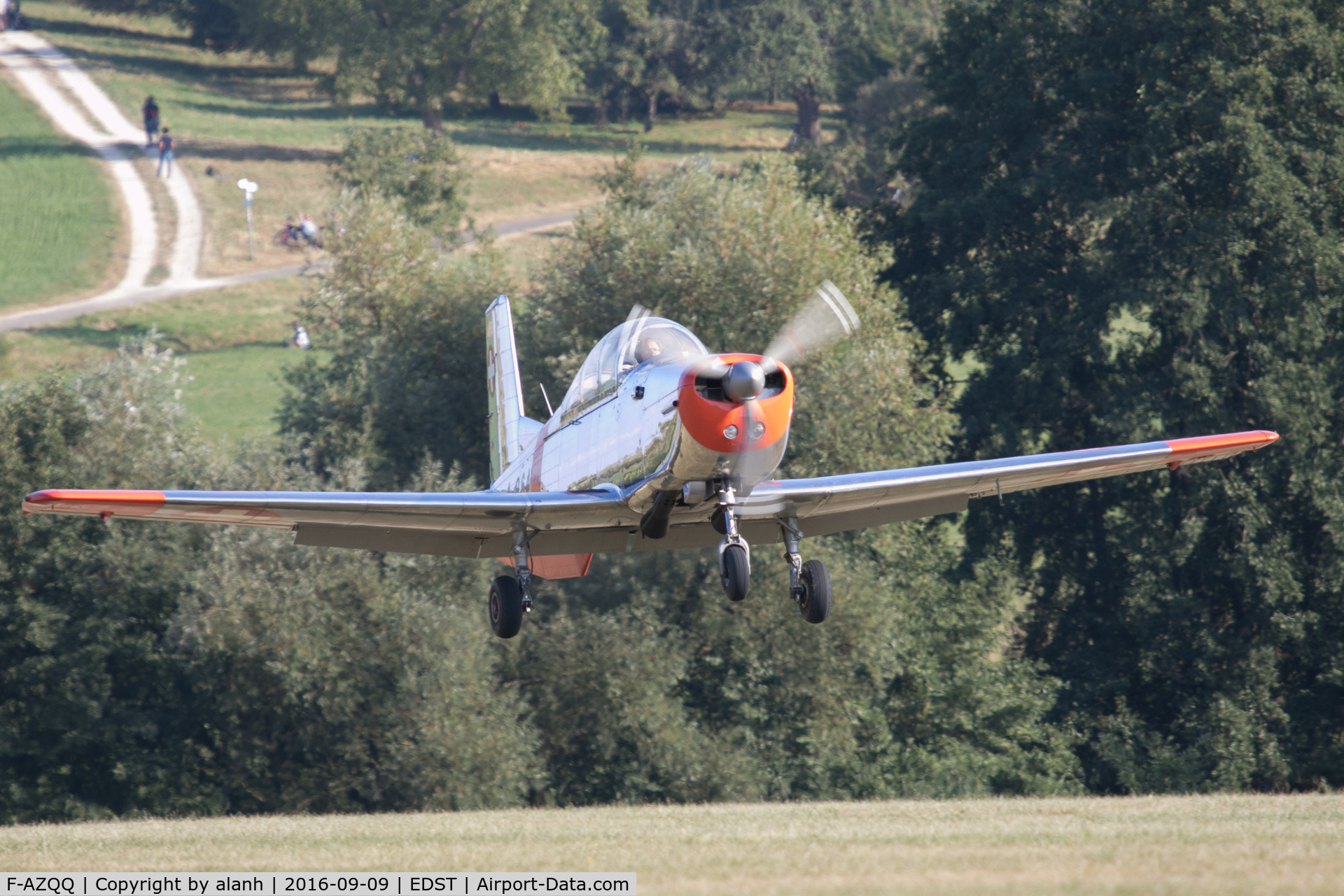F-AZQQ, 1959 Pilatus P3-05 C/N 502-51, Arriving at the 2016 Hahnweide Oldtimer Fliegertreffen