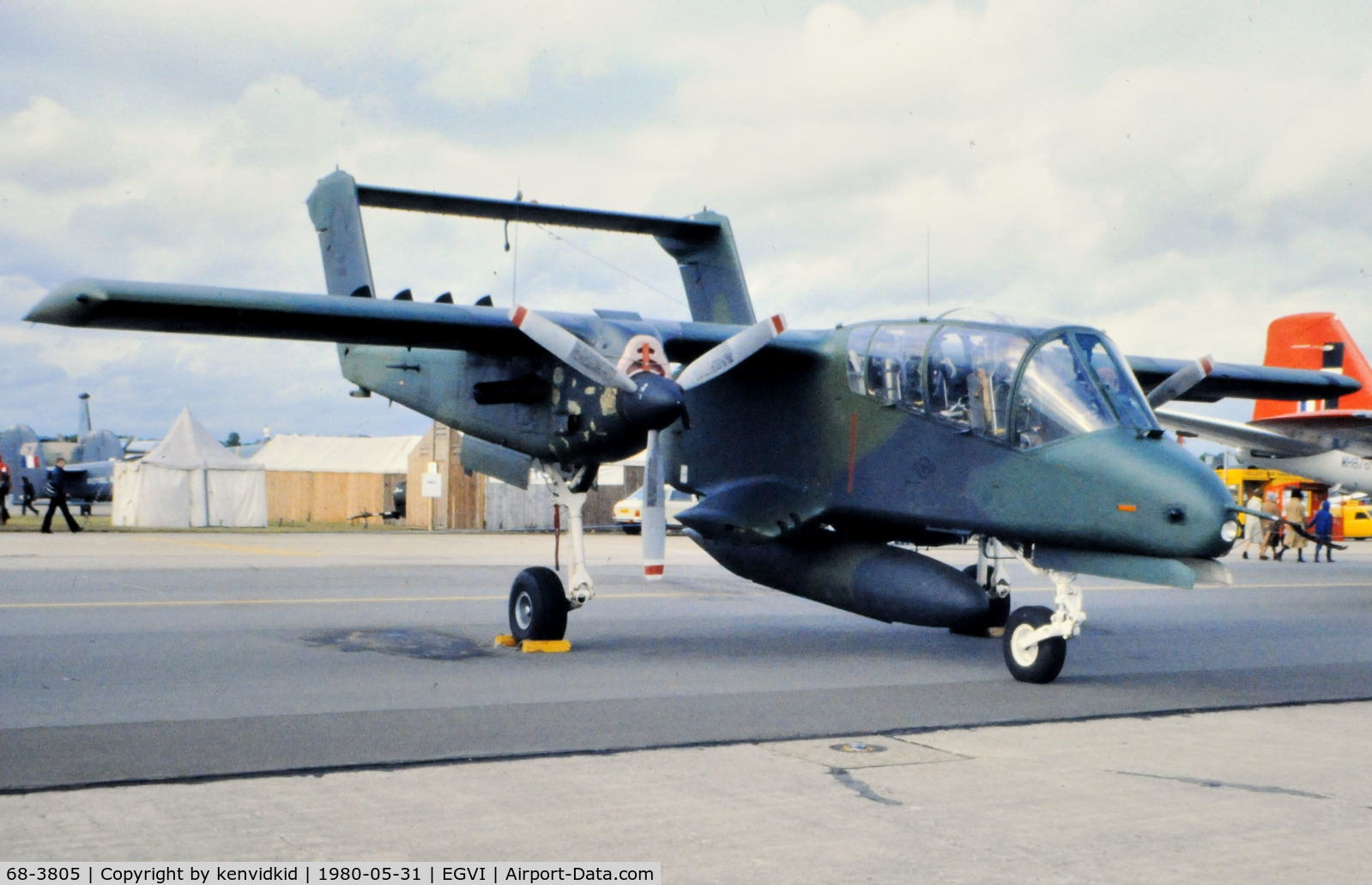 68-3805, 1968 North American Rockwell OV-10A Bronco C/N 321-131, At the 1980 International Air Tattoo Greenham Common, copied from slide.