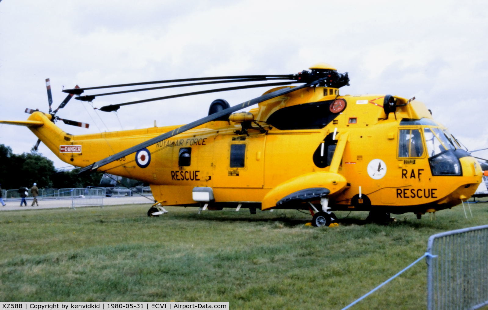 XZ588, 1977 Westland Sea King HAR.3 C/N WA854, At the 1980 International Air Tattoo Greenham Common, copied from slide.