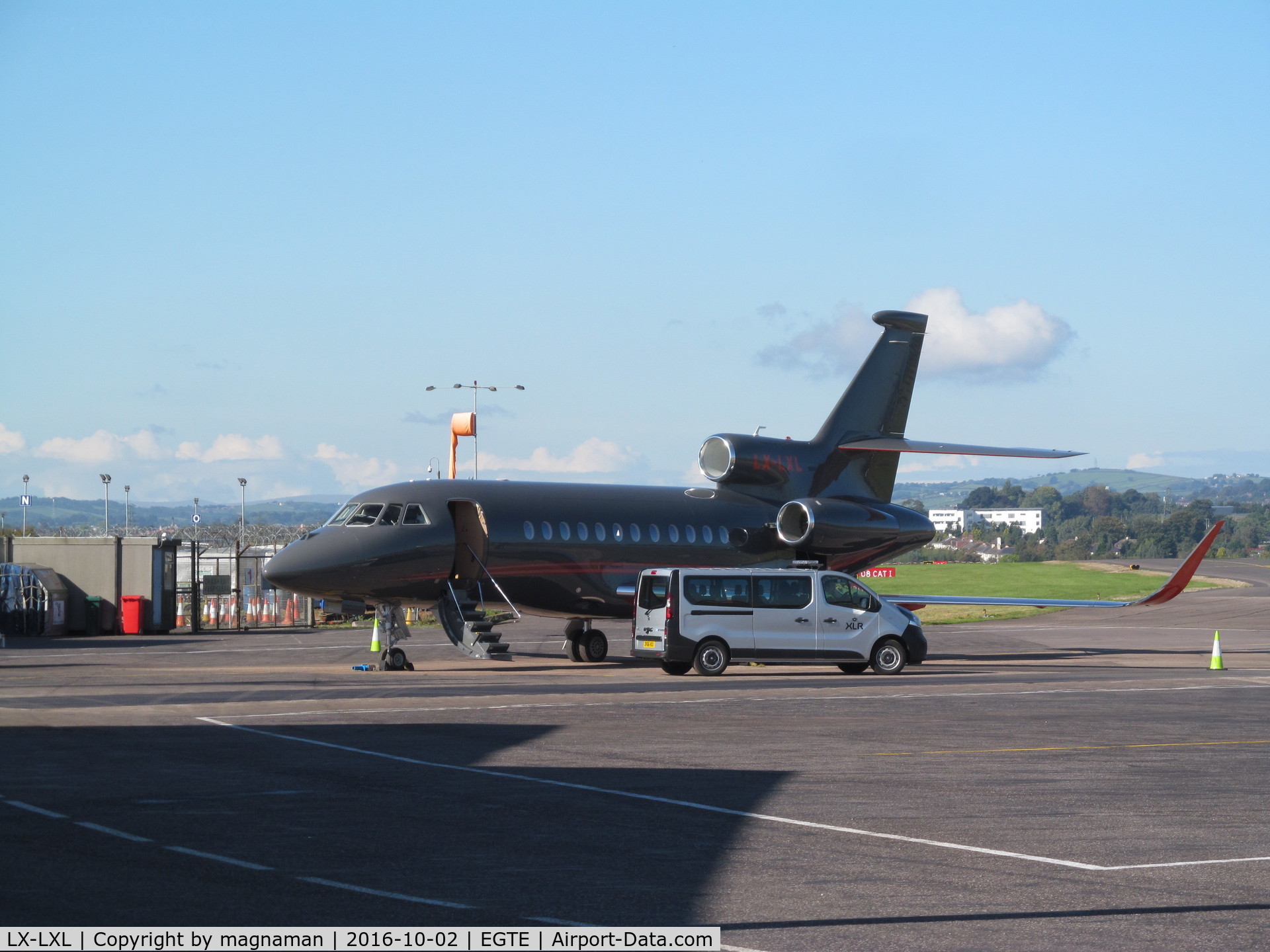 LX-LXL, 2001 Dassault Falcon 50EX C/N 315, at Exeter just after re-reg