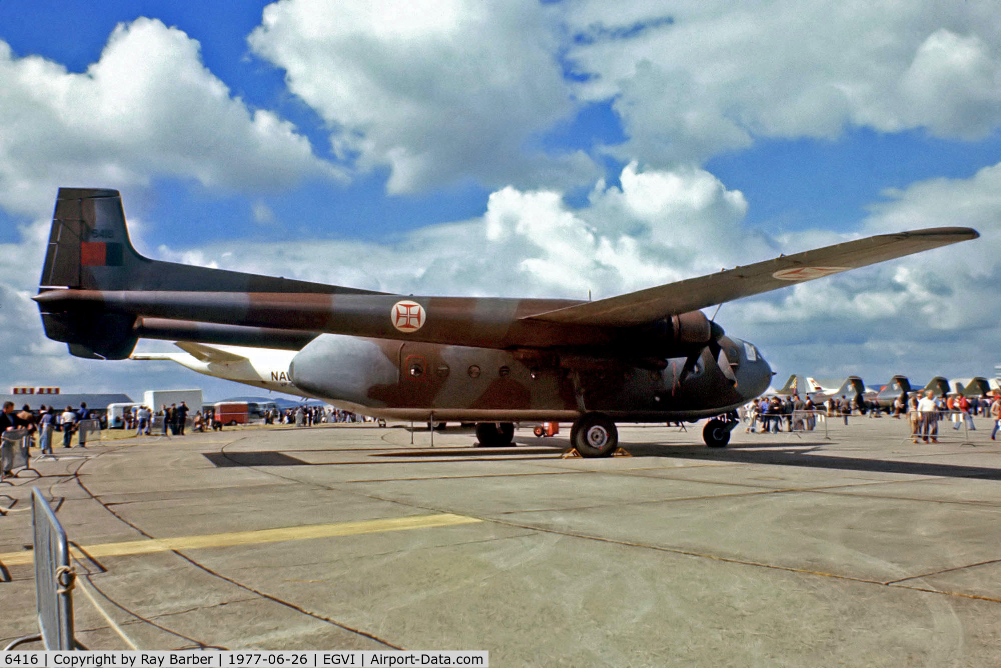 6416, Nord N-2501D Noratlas C/N D045, Nord N2501D Noratlas [2501D-045] (Portuguese Air Force) RAF Greenham Common 26/06/1977. From a slide.