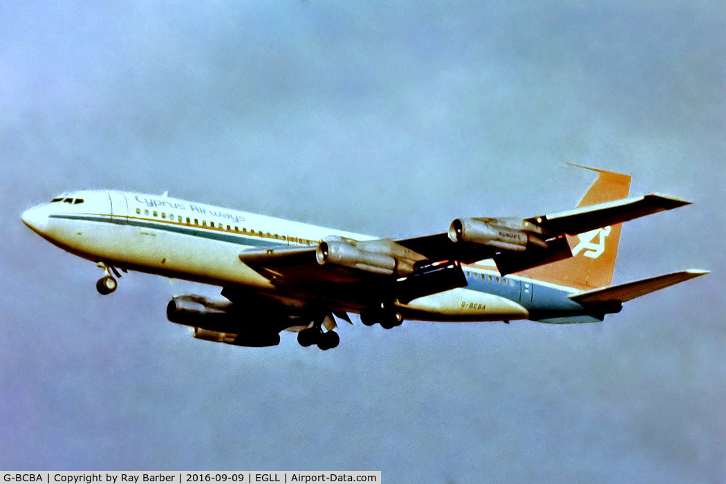G-BCBA, 1960 Boeing 720-023B C/N 18014, Boeing 720-023B [18014] (Cyprus Airways) Heathrow~G April 1978.From a slide not the best of images