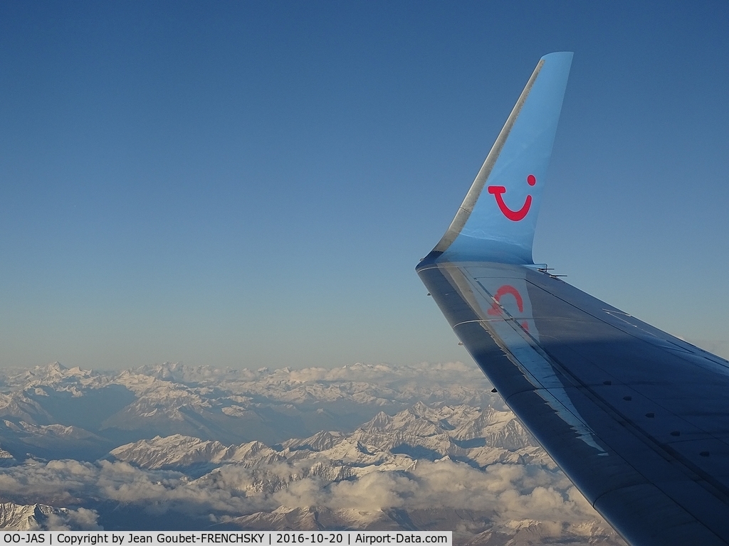 OO-JAS, 2008 Boeing 737-7K5 C/N 35144, Izmir to Lyon, view of french Alps