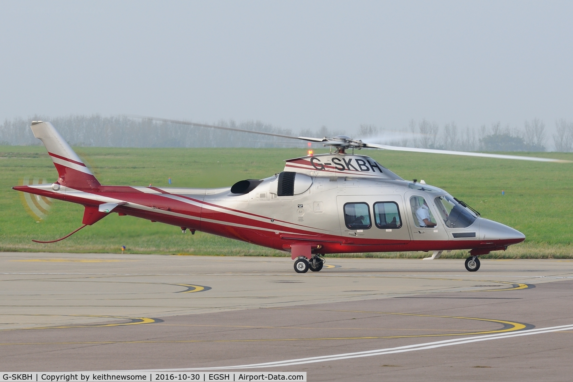 G-SKBH, 2010 Agusta AW-109SP Grand New C/N 22216, Leaving misty Norwich.