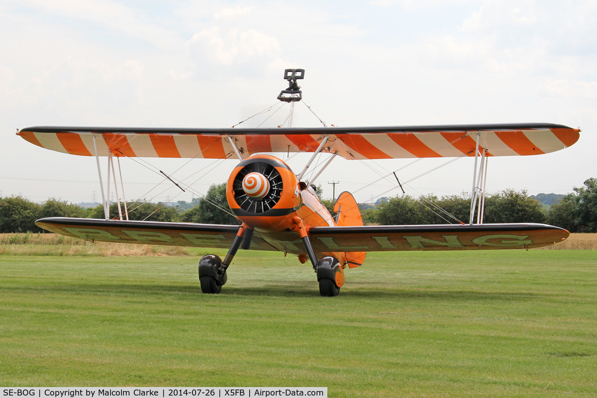 SE-BOG, 1942 Boeing N2S-3 Kaydet (B75N1) C/N 75-7128, Boeing N2S-3 Kaydet (B75N1), Fishburn Airfield, July 26th 2014.