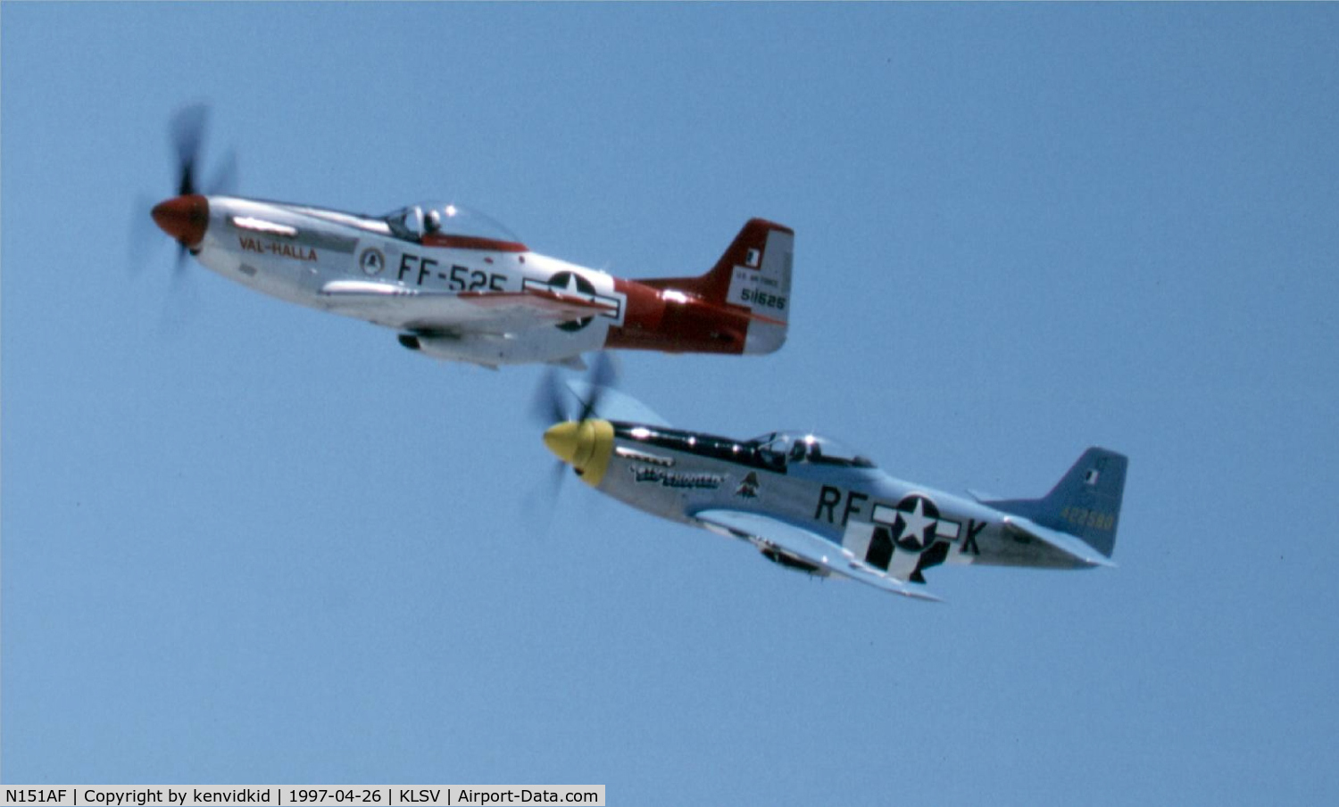 N151AF, 1945 North American P-51D Mustang C/N 45-11525, At the 1997 50th Anniversary of the USAF air display, Nellis AFB.