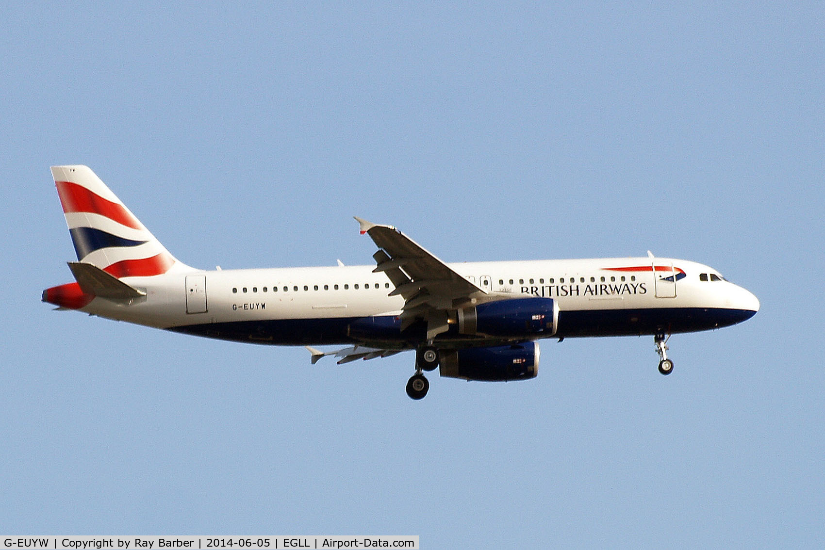 G-EUYW, 2014 Airbus A320-232 C/N 6129, Airbus A320-232 [6129] (British Airways) Home~G 05/06/2014  On approach 27L.