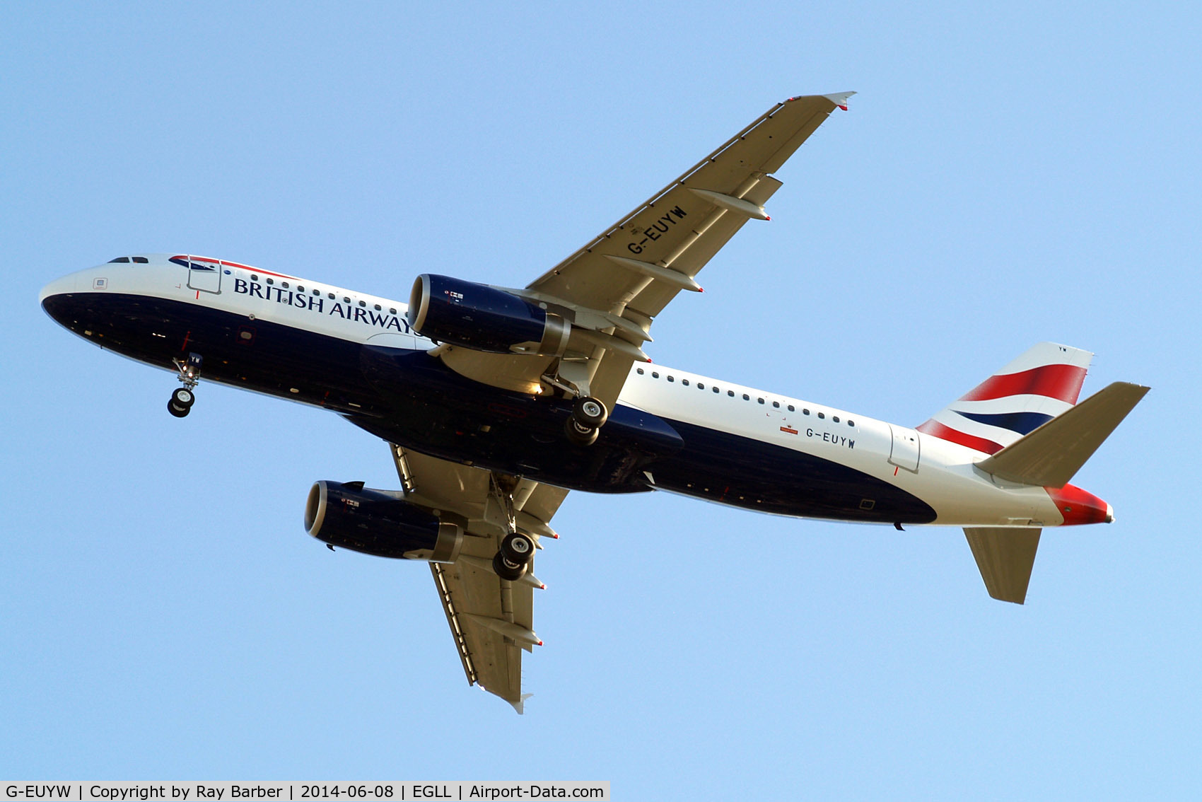 G-EUYW, 2014 Airbus A320-232 C/N 6129, Airbus A320-232 [6129] (British Airways) Home~G 08/06/2014.  On approach 27R.