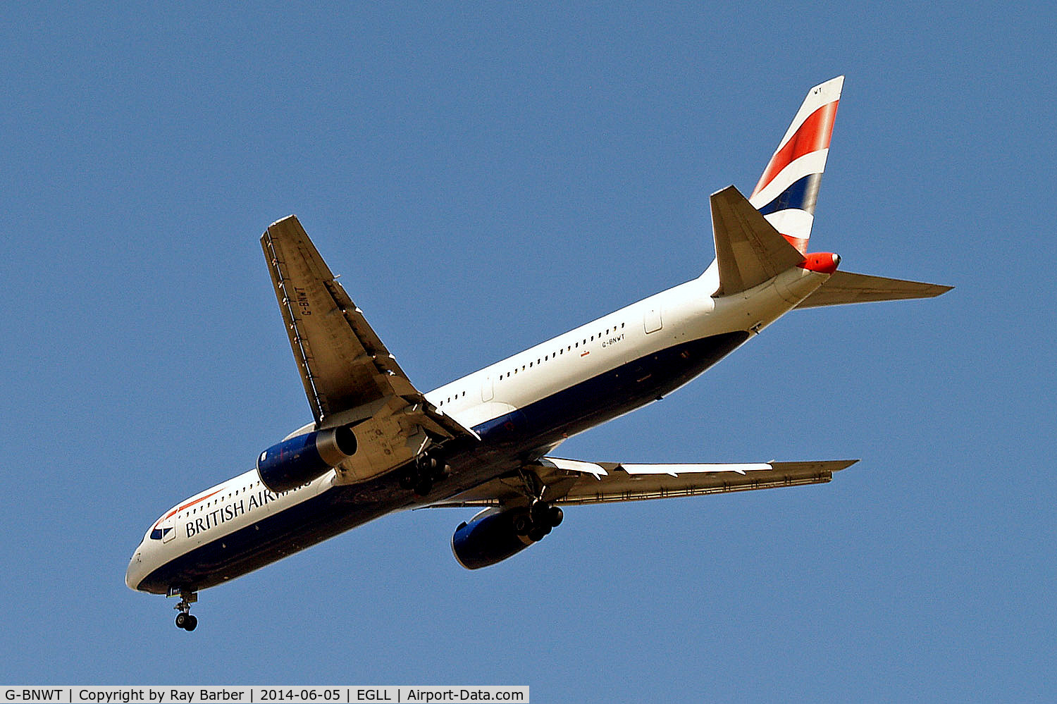 G-BNWT, 1992 Boeing 767-336 C/N 25828, Boeing 767-336ER [25828] (British Airways) Home~G 05/06/2014.  On approach 27R.