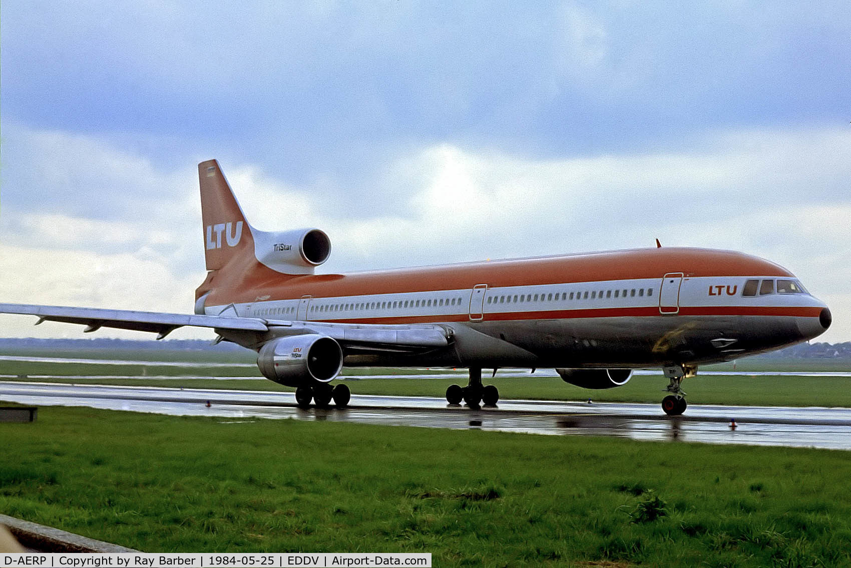 D-AERP, Lockheed L-1011-385-1 TriStar 1 C/N 193A-1152, D-AERP   Lockheed L-1011 Tristar 1 [1152] (LTU) Hannover~D 25/05/1984. From a slide.