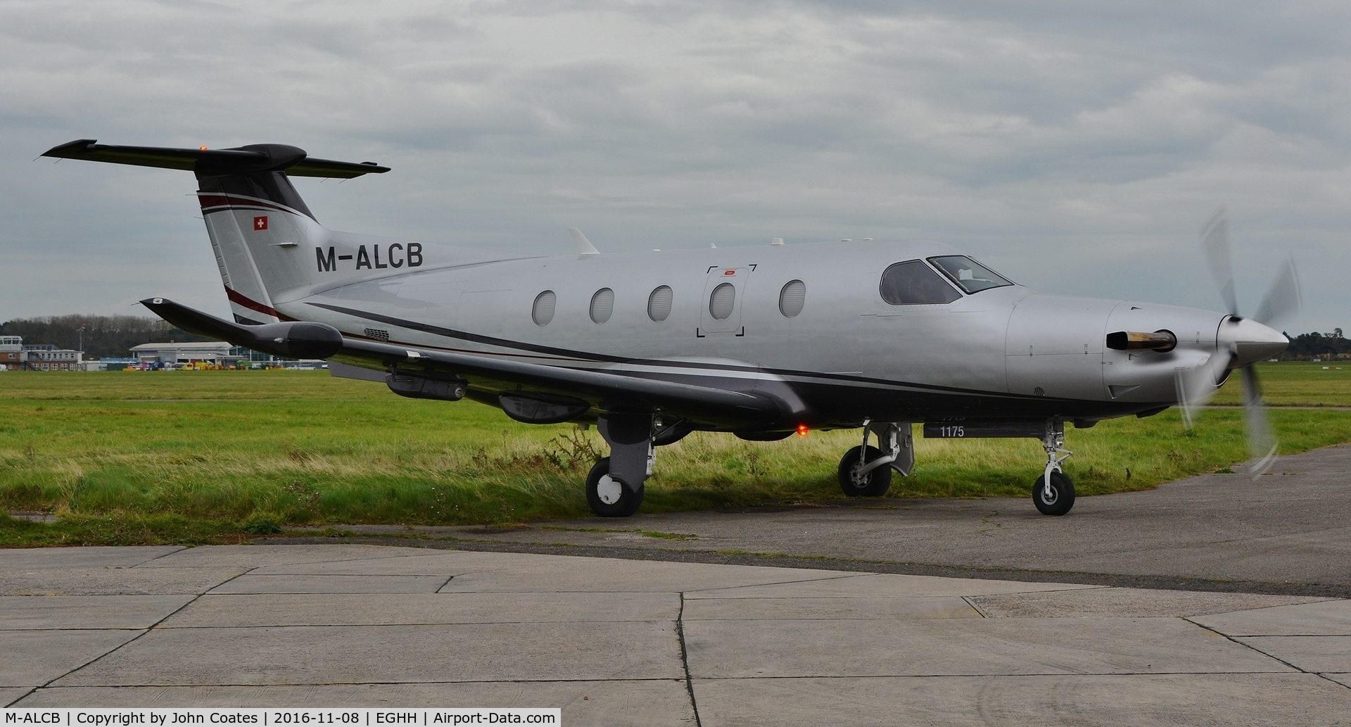 M-ALCB, 2009 Pilatus PC-12/47E C/N 1175, About to taxi from Pilatus Centre
