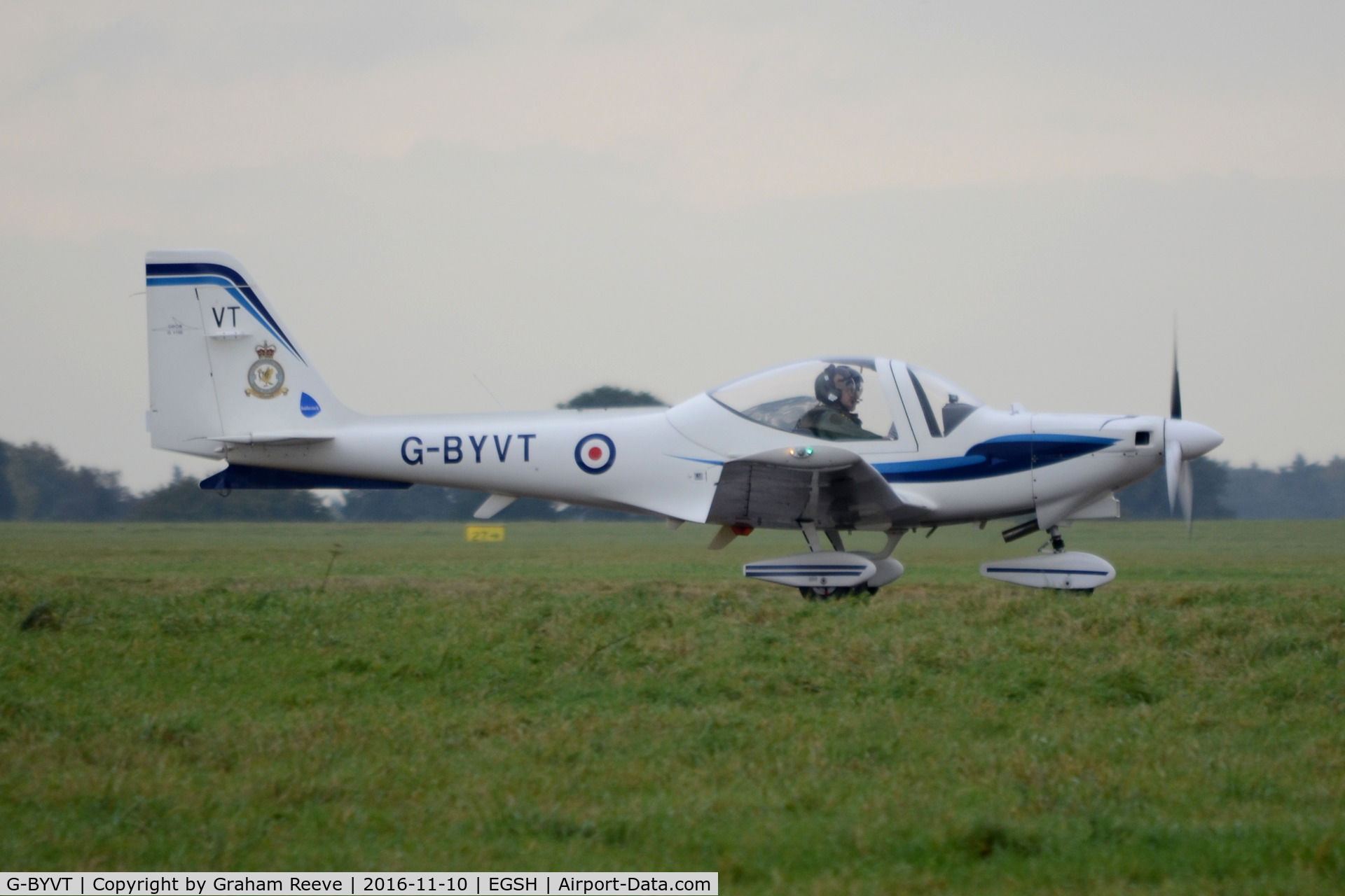G-BYVT, 2000 Grob G-115E Tutor T1 C/N 82129/E, Just landed at Norwich.