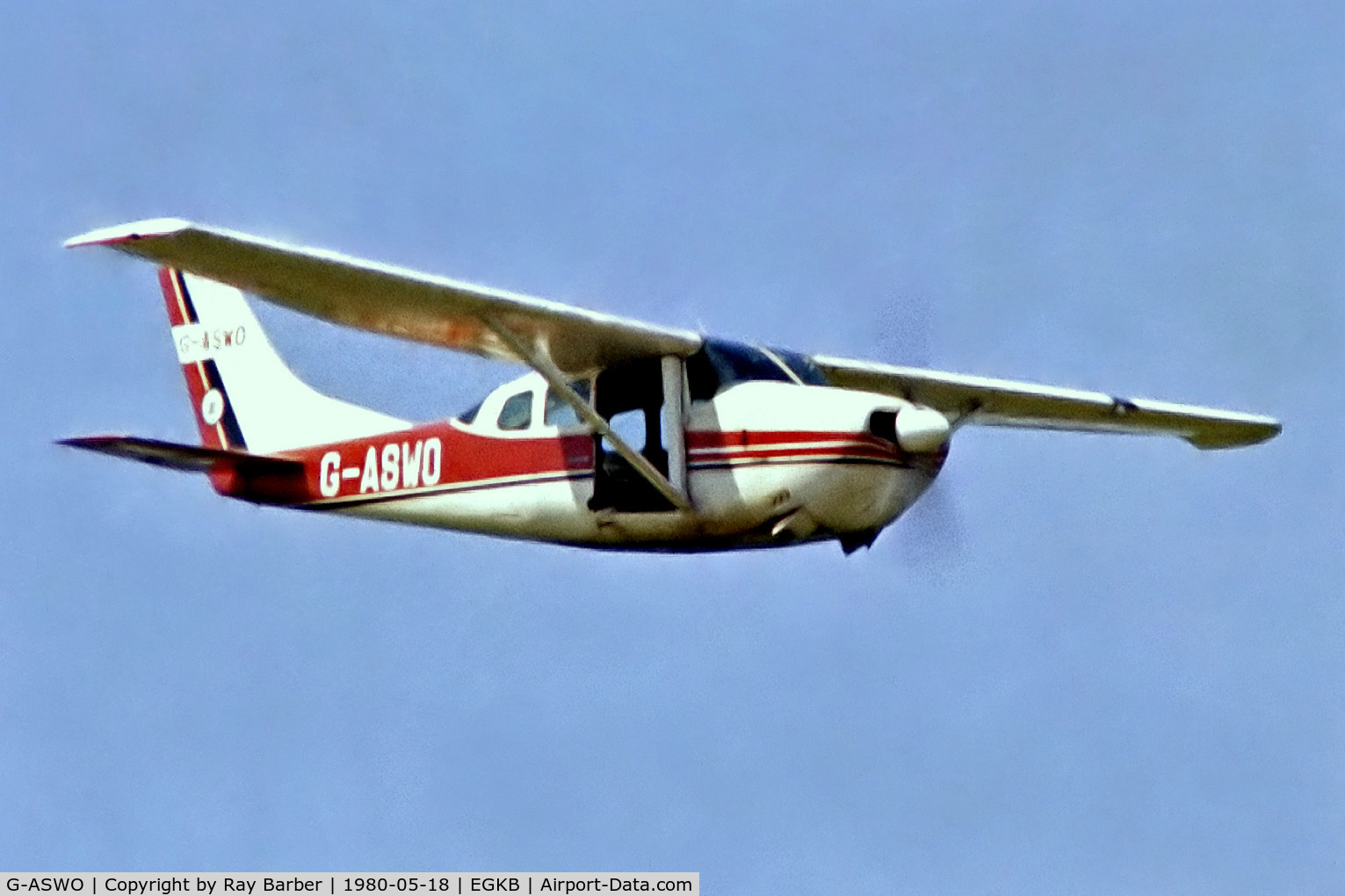 G-ASWO, 1964 Cessna 210D Centurion C/N 210-58502, G-ASWO   Cessna 210D Centurion [210-58502] Biggin Hill~G 18/05/1980. From a slide.