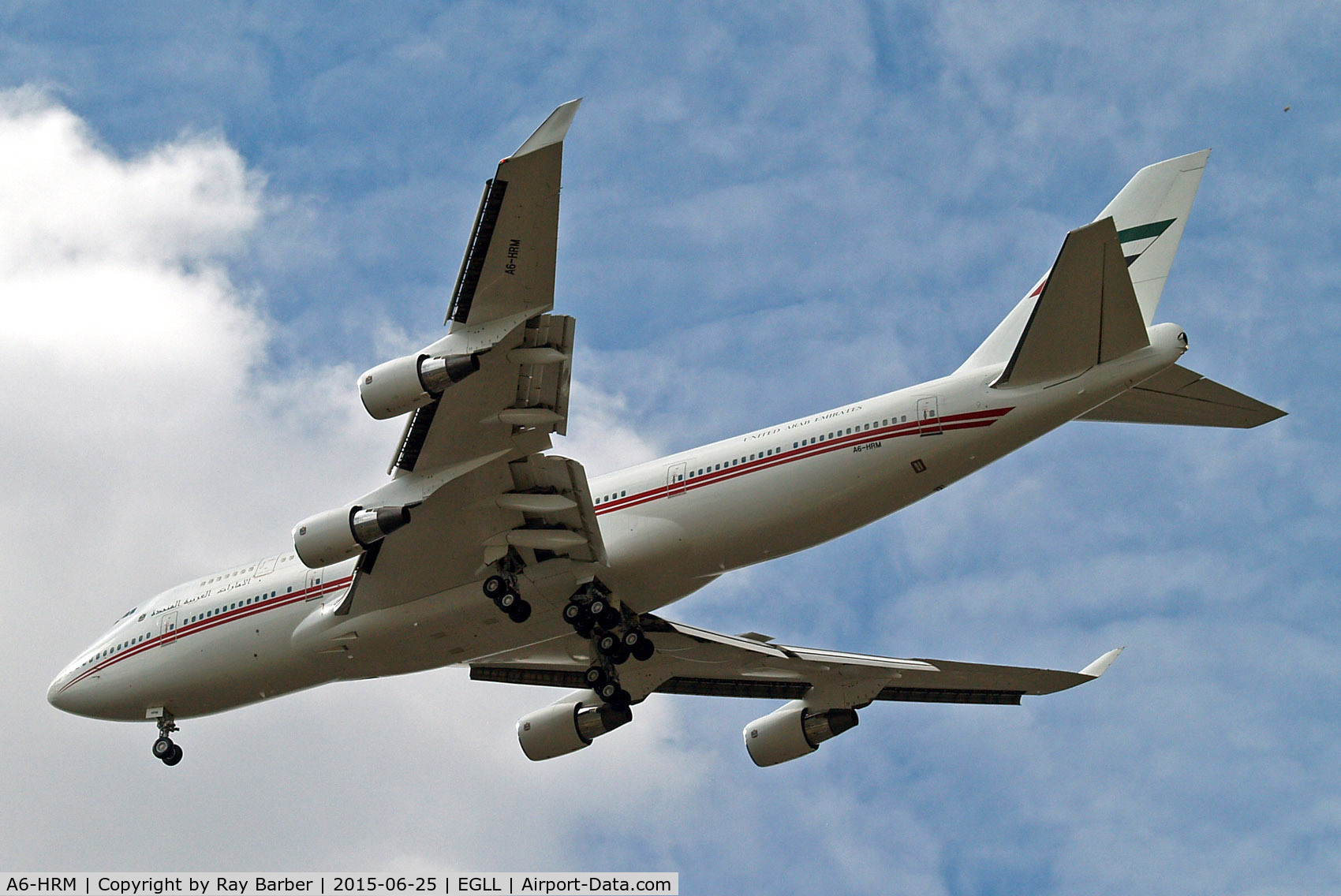 A6-HRM, 1998 Boeing 747-422 C/N 26903, Boeing 747-422 [26903] (Dubai Government) Home~G 25/06/2015. On approach 27R.