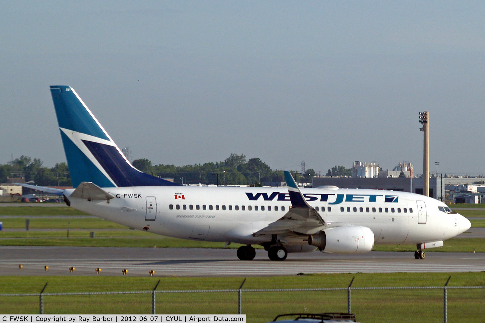 C-FWSK, 2008 Boeing 737-7CT C/N 36420, Boeing 737-7CT [36420] (Westjet) Montreal-Dorval Int'l~C 07/06/2012