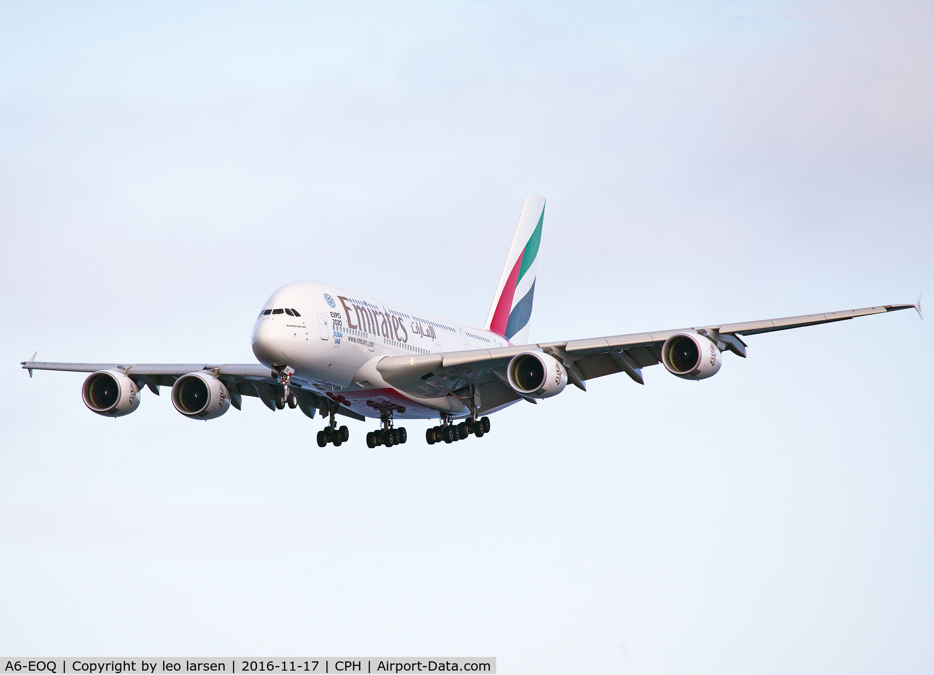 A6-EOQ, 2015 Airbus A380-861 C/N 201, Copenhagen 17.11.16