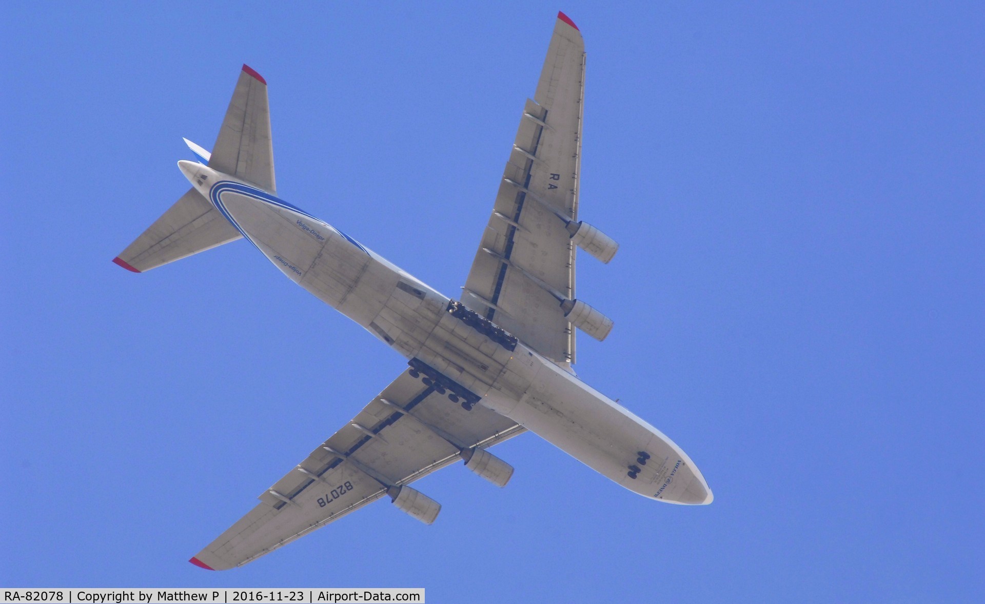 RA-82078, 1996 Antonov An-124-100 Ruslan C/N 9773054559153, The An-124 passes overhead inbound for KSBD San Bernardino International Airport