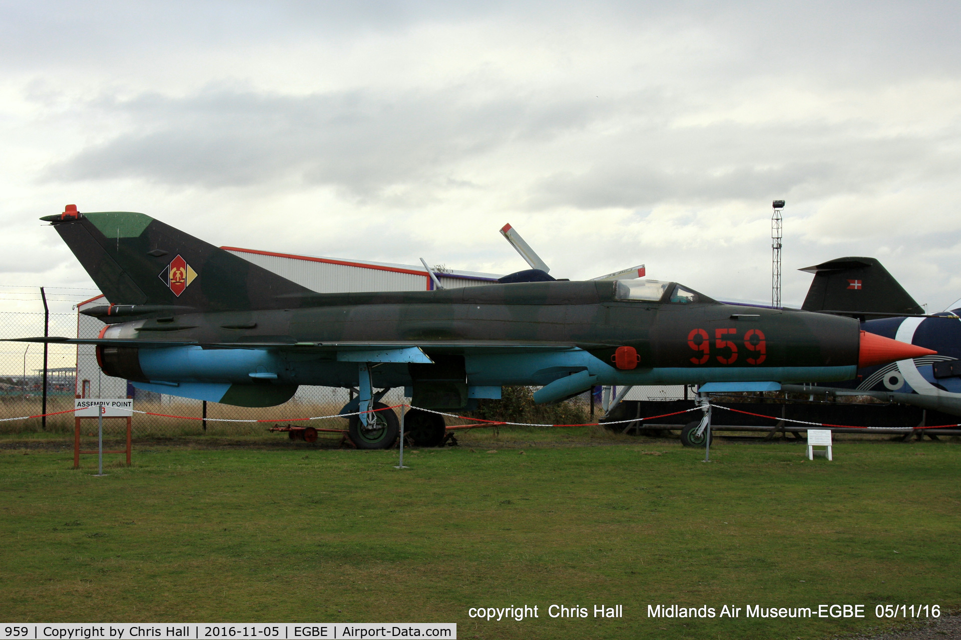 959, 1968 Mikoyan-Gurevich MiG-21SPS C/N 94A6503, preserved at the Midland Air Museum