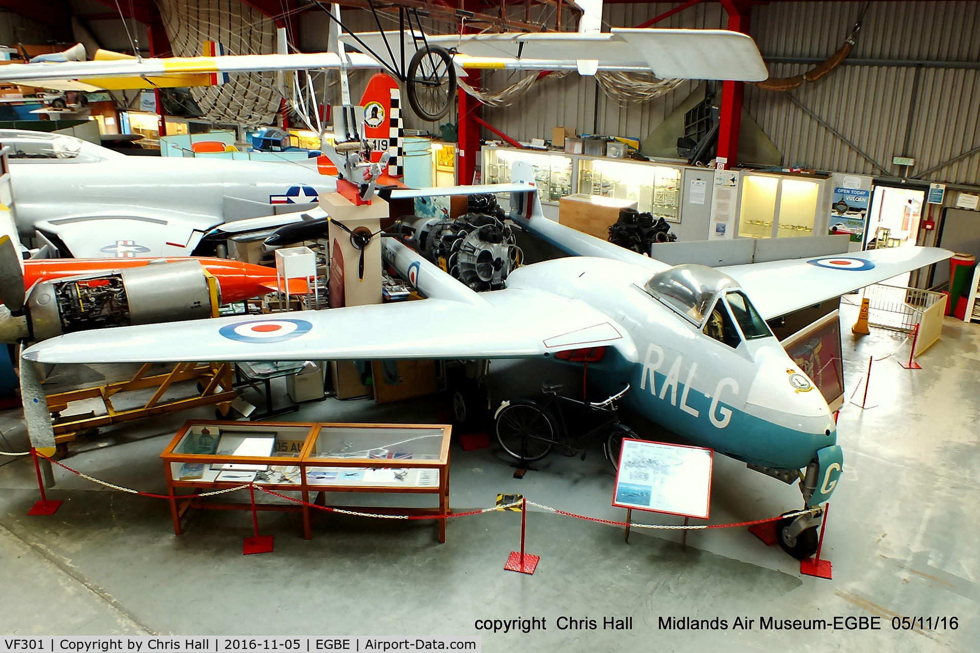VF301, De Havilland Vampire F.1 C/N Not found VF301, preserved at the Midland Air Museum
