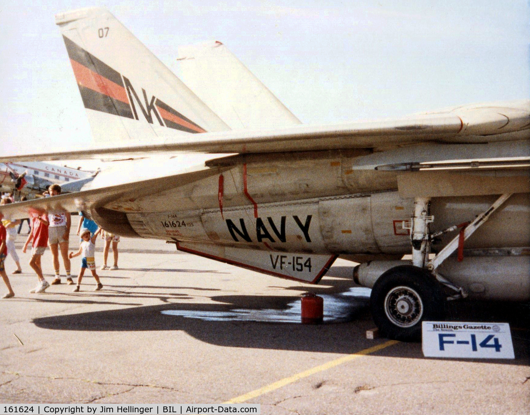 161624, Grumman F-14A Tomcat C/N 483, VF-154 Grumman F-14A Tomcat 161624 (NK-107), at a Billings airshow, 1970's? Photo found in a family album.