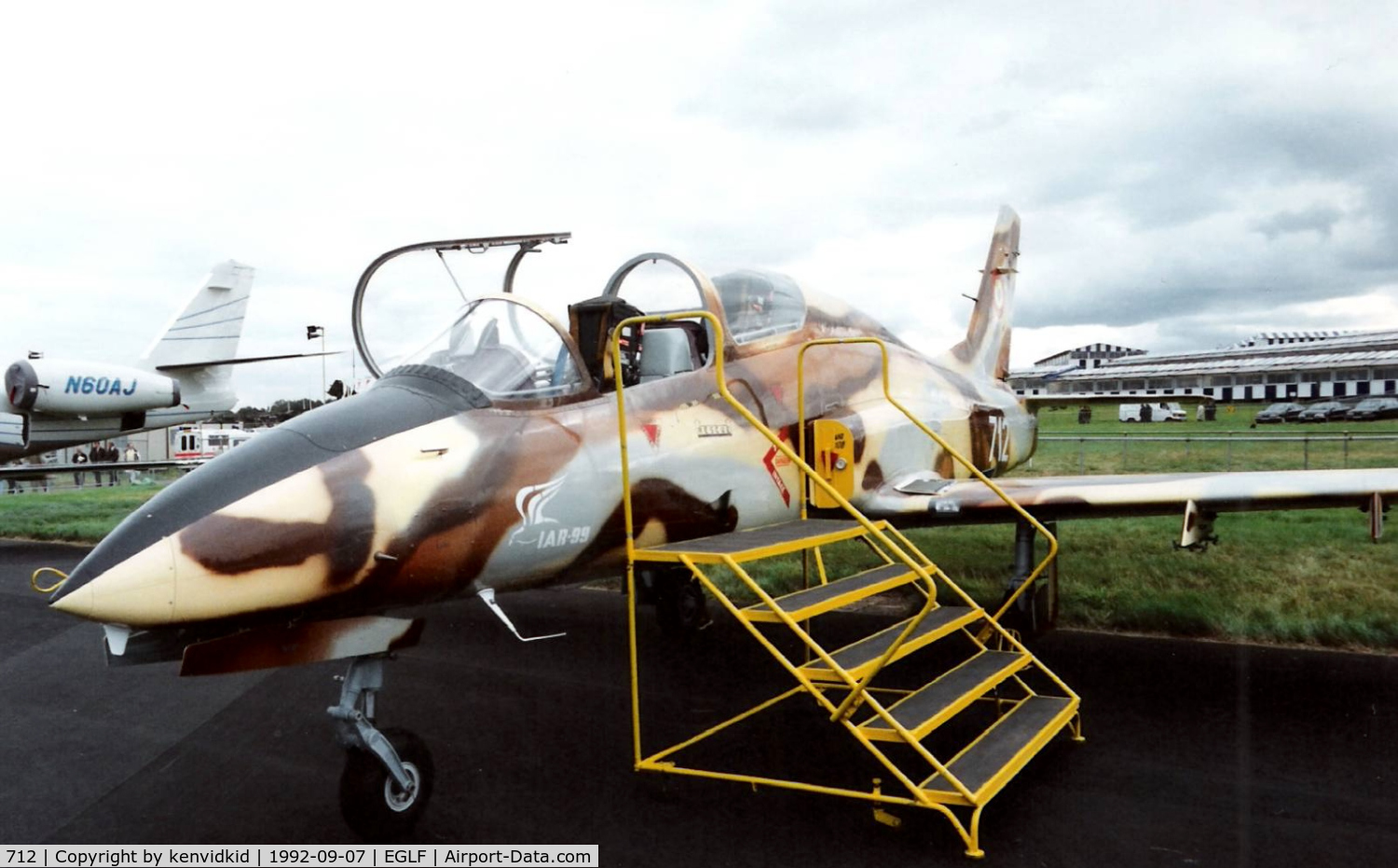 712, IAR IAR-99 Soim C/N Not found 712, On static display at the 1992 Farnborough International Air Show, scanned from slide.