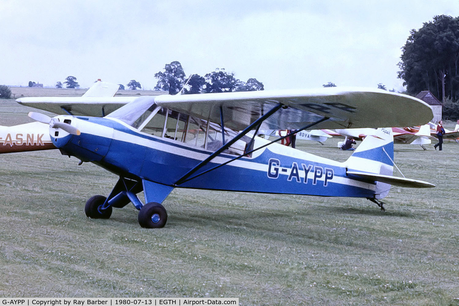 G-AYPP, 1952 Piper L-18C Super Cub (PA-18-95) C/N 18-1626, Piper PA-18-95 Super Cub [18-1626] Old Warden~G 13/07/1980. From a slide.