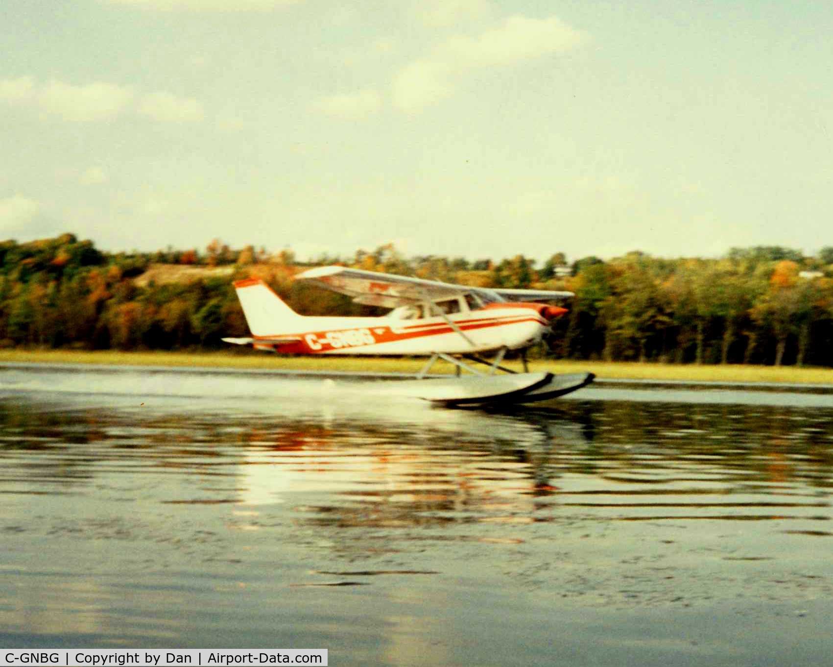 C-GNBG, 1975 Cessna 172M C/N 17264201, Getting my Float rating 1995, Little Lake @ Barrie Landing with my instructor taking picture from canoe. Very proud of this thanks Dan