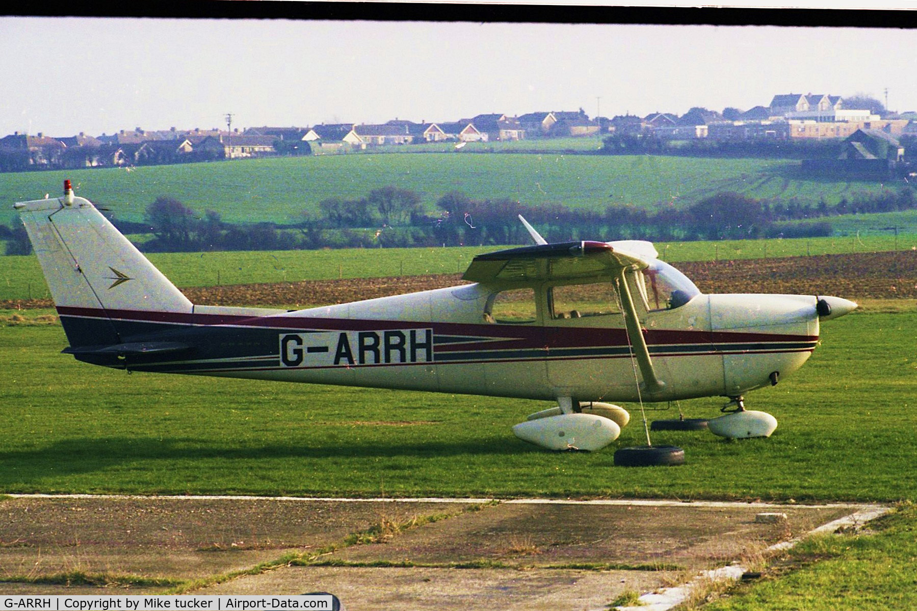 G-ARRH, 1961 Cessna 175B Skylark C/N 175-57000, Seen on a regular basis at Sandown Isle of Wight late 1970's or early 80's taken with basic film camera.