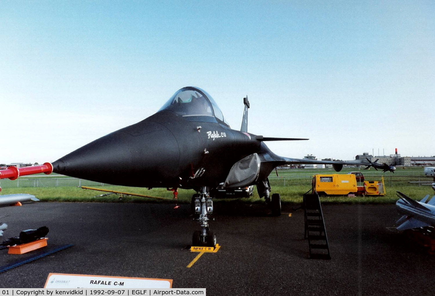 01, 1991 Dassault Rafale C C/N 01, On static display at the 1992 Farnborough International Air Show, scanned from slide.