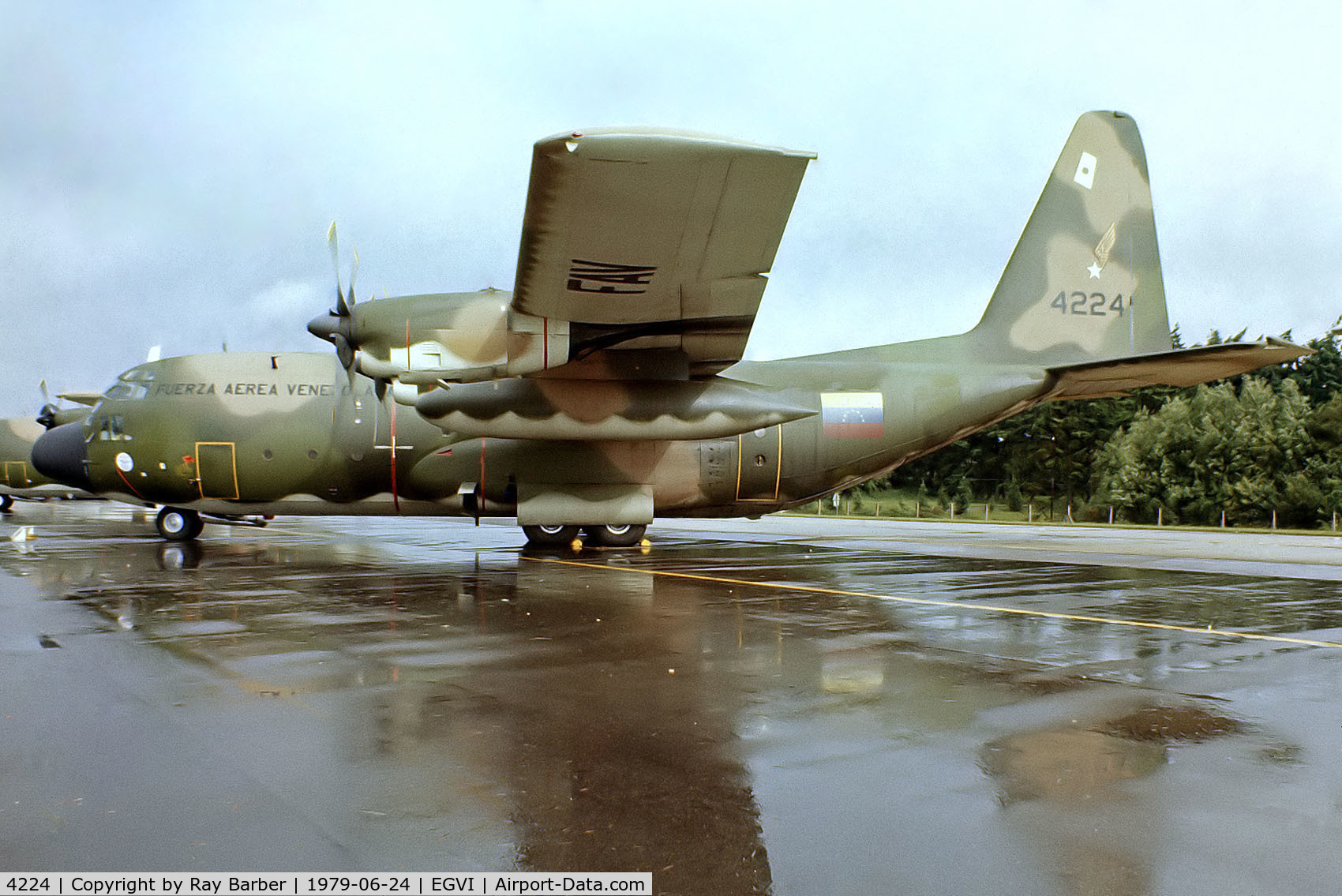 4224, 1974 Lockheed C-130H Hercules C/N 382-4556, Lockheed C-130H Hercules [4556] (Venezuelan Air Force) RAF Greenham Common~G 24/06/1979. From a slide.