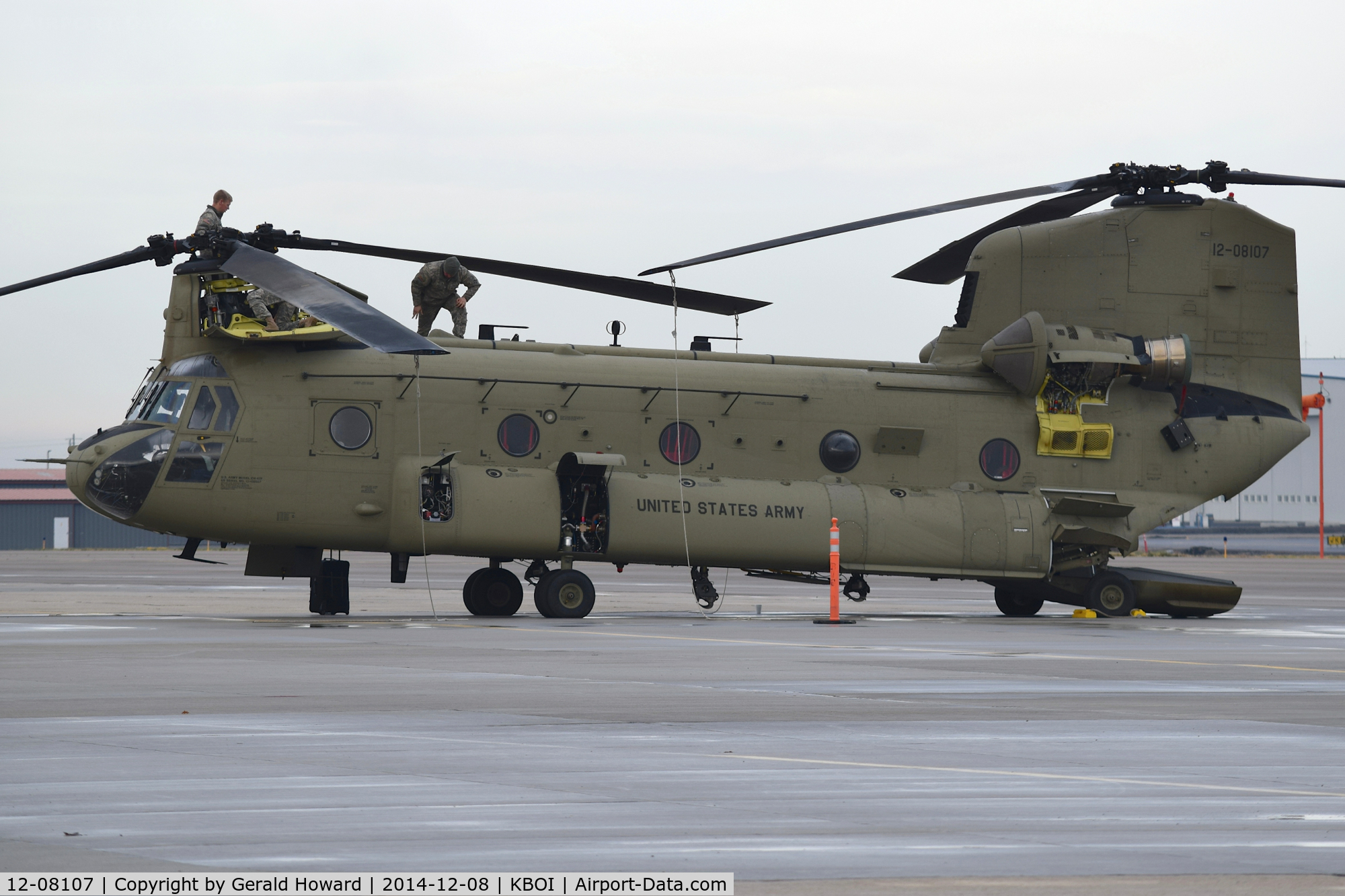 12-08107, Boeing CH-47F Chinook C/N M8107, Parked overnight on the Western Aircraft ramp.