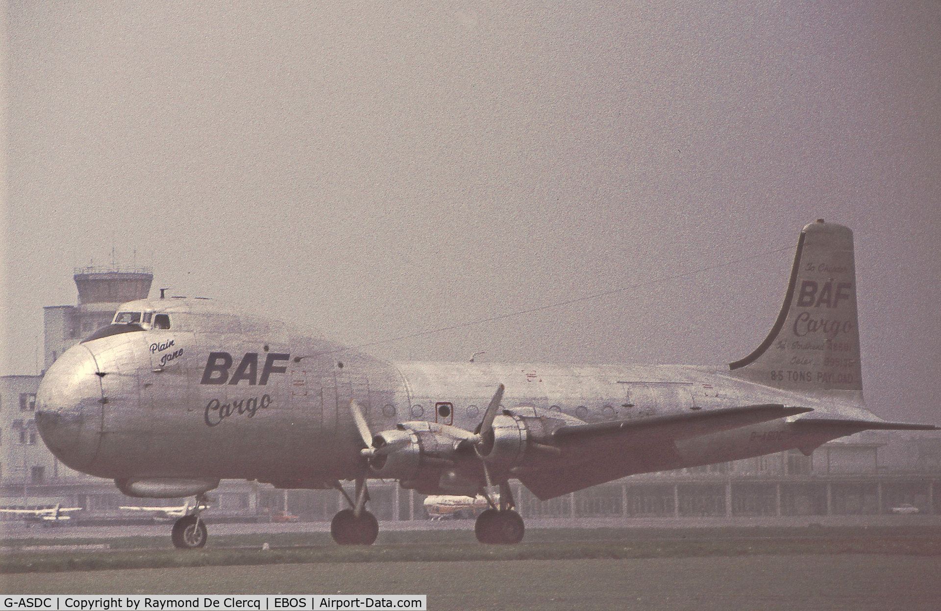 G-ASDC, 1963 Aviation Traders ATL-98 Carvair C/N 10273/ATL98/7, At Ostend Airport in 1976.