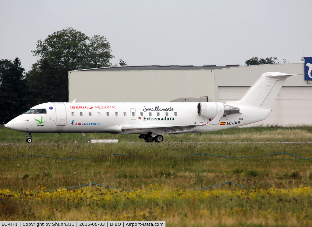 EC-HHI, Canadair CRJ-200ER (CL-600-2B19) C/N 7343, Ready for take off from rwy 32R with special markings...