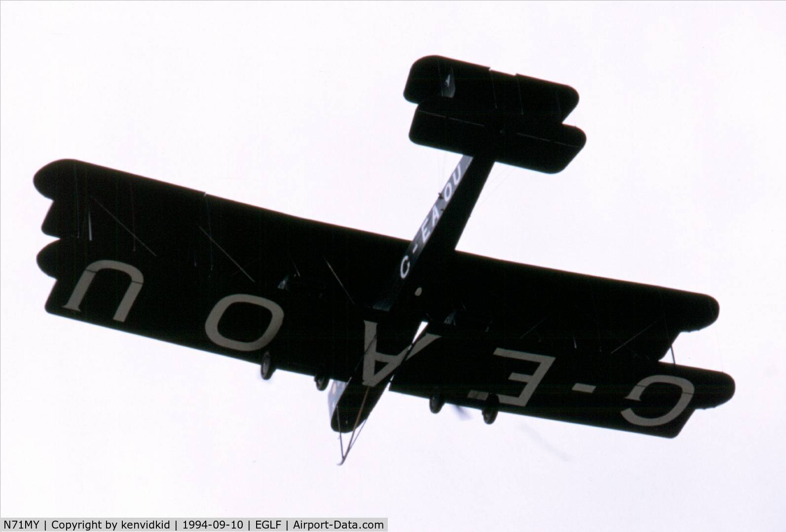 N71MY, 1994 Vickers FB-27A Vimy (replica) C/N 01, At the 1994 Farnborough International Air Show. Scanned from slide.