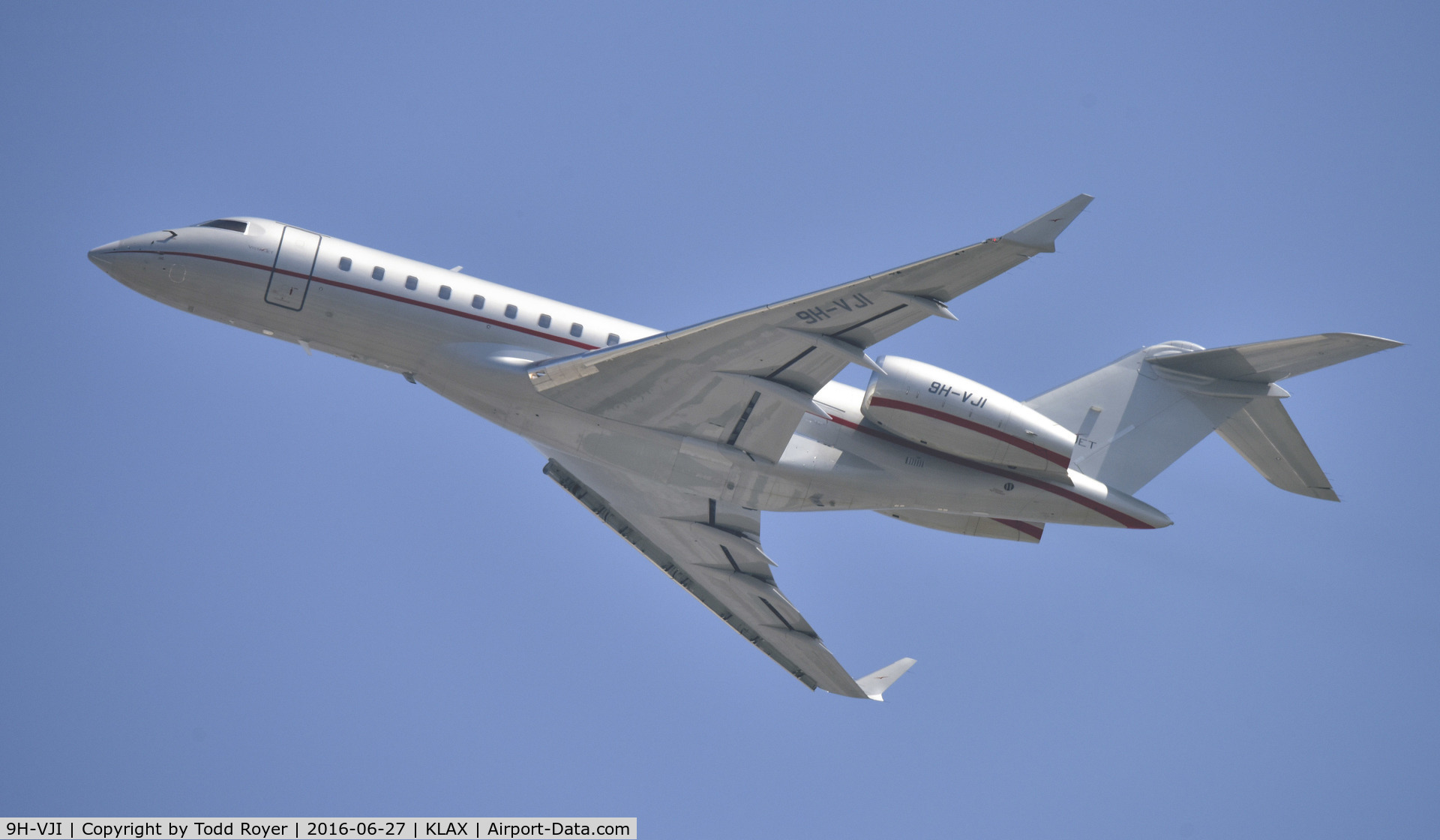 9H-VJI, 2013 Bombardier BD-700-1A10 Global 6000 C/N 9593, Departing LAX