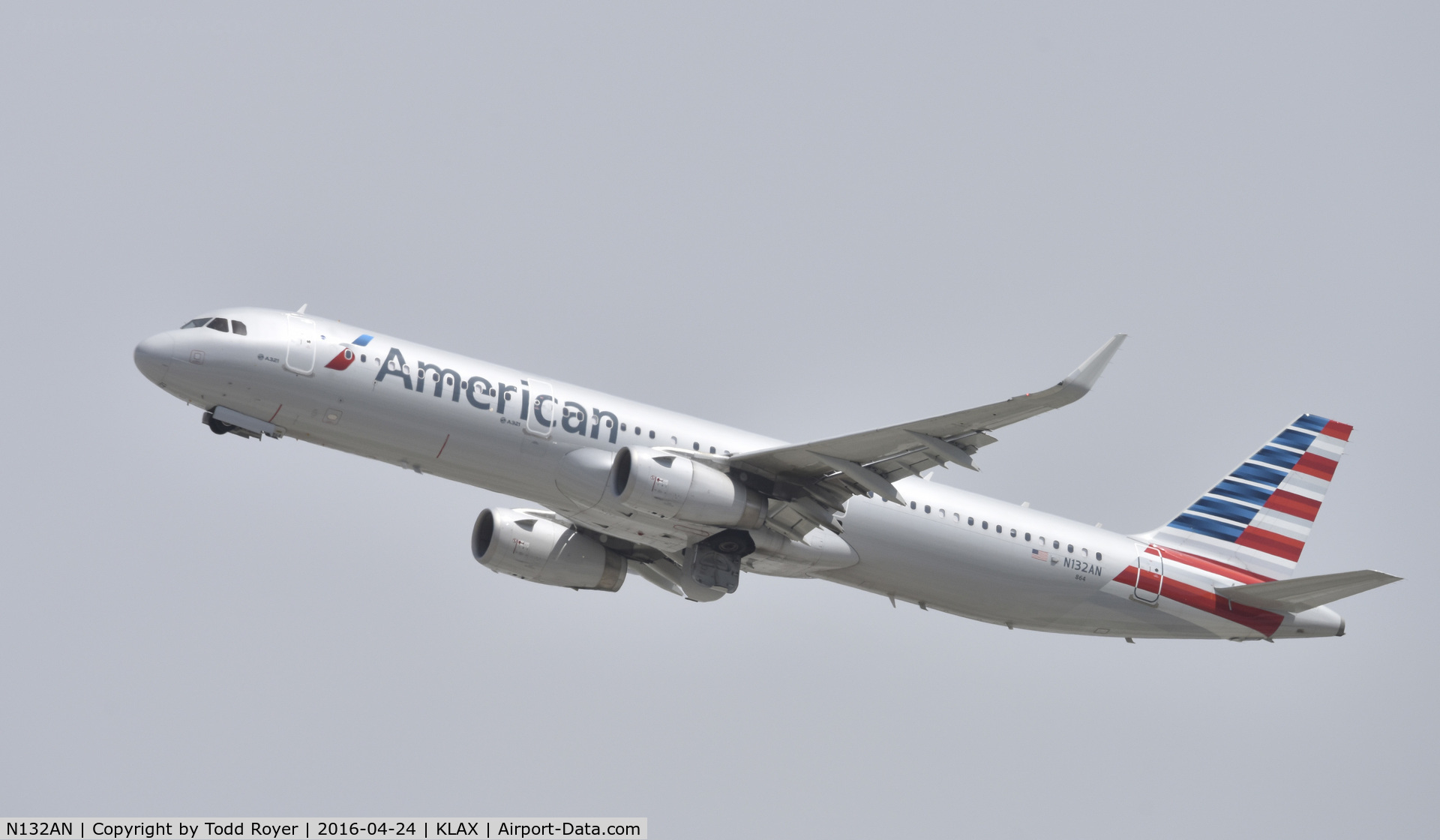 N132AN, 2015 Airbus A321-231 C/N 6473, Departing LAX on 25R