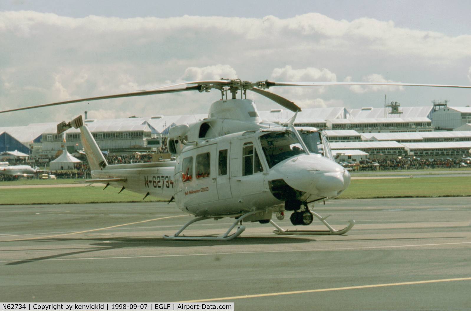 N62734, Bell 412EP C/N 36133, At the 1998 Farnborough International Air Show, Scanned from slide.