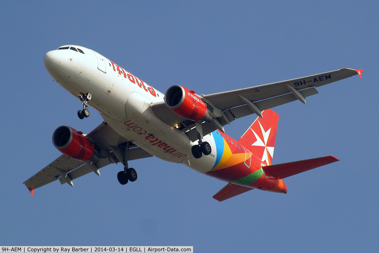 9H-AEM, 2005 Airbus A319-111 C/N 2382, Airbus A319-111 [2382] (Air Malta) Home~G 14/03/2014. On approach 27R.
