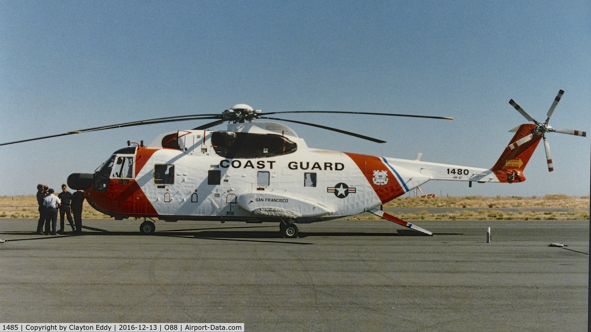 1485, Sikorsky HH-3F Pelican C/N 61662, Rio Vista Airport California. Late 1970's or 80's