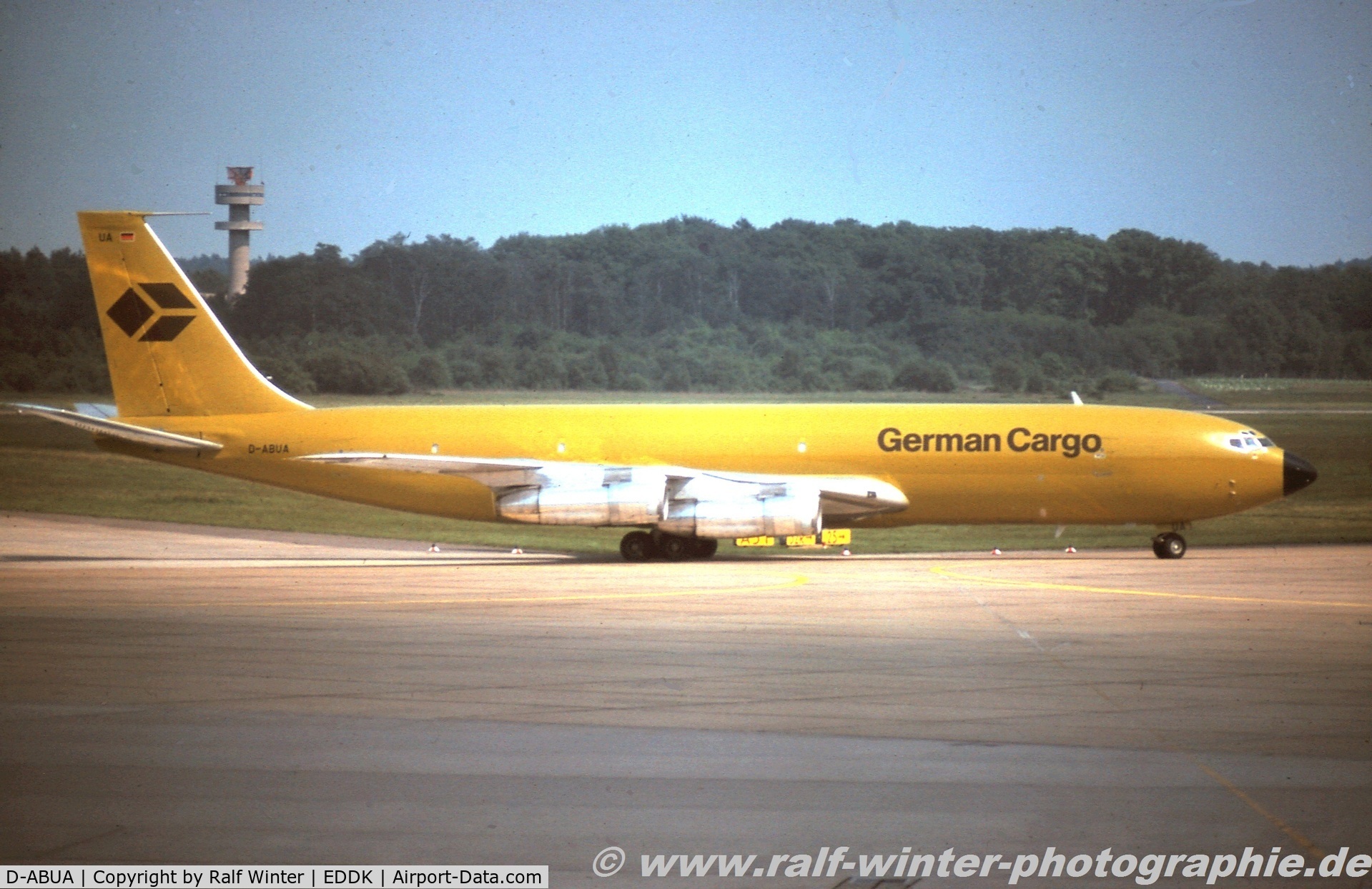 D-ABUA, 1965 Boeing 707-330C C/N 18937, Boeing 707-330C - German Cargo Service, Subsidiary of Lufthansa - D-ABUA - 1978 - CGN, from a slide